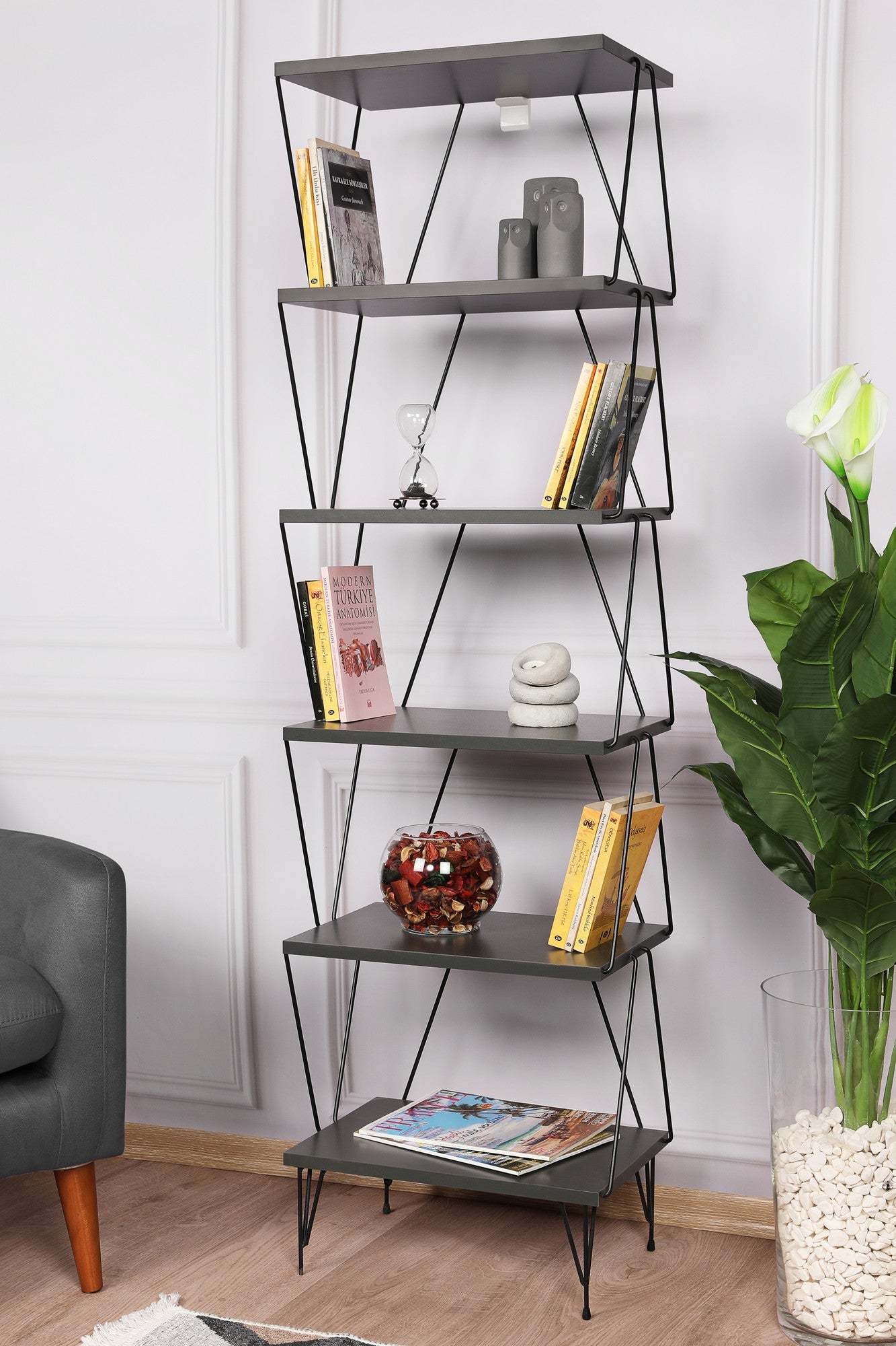 Polica za knjige Balaban - Anthracite | AG-vitahome.hr