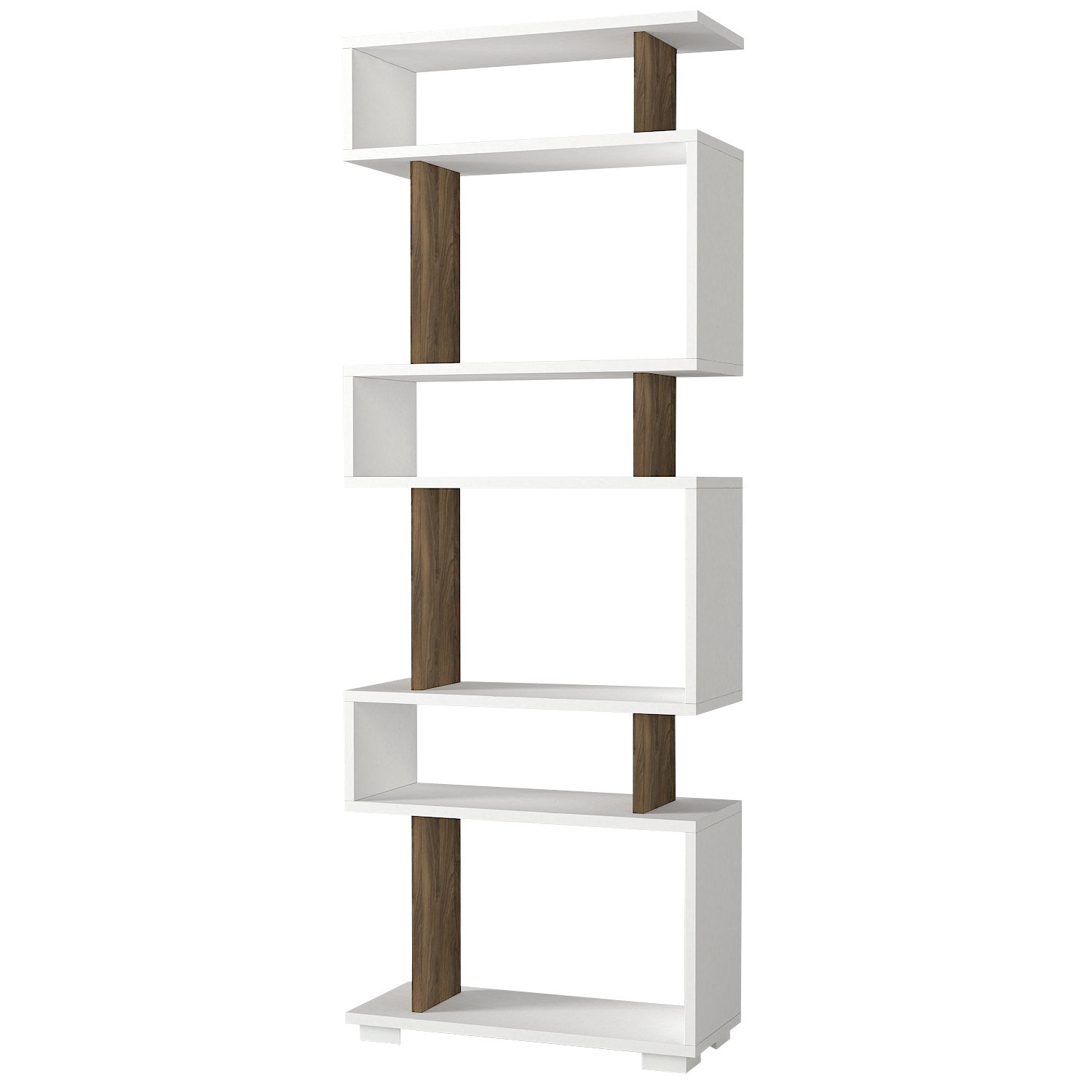 Polica za knjige Blok - White, Walnut | AG-vitahome.hr