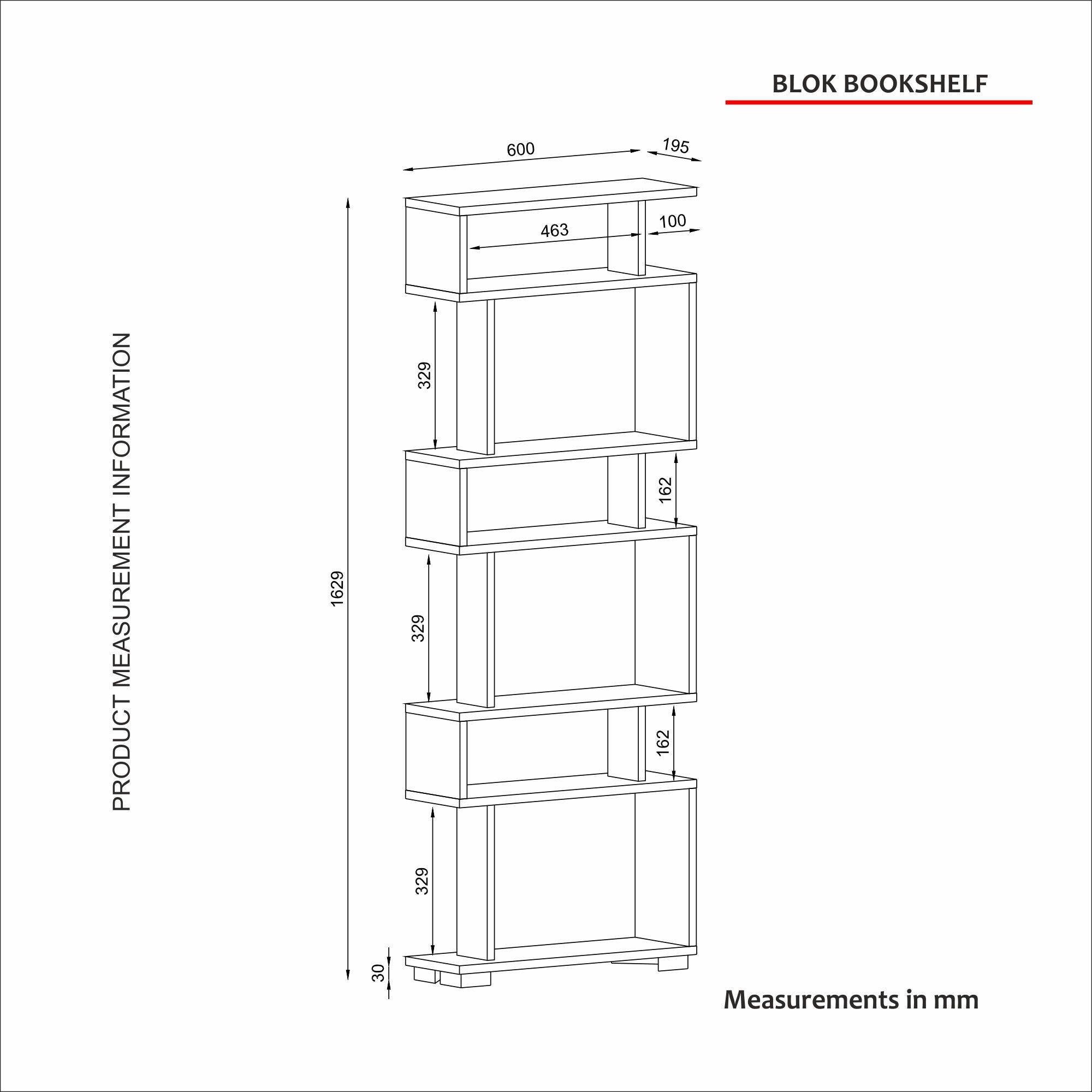 Polica za knjige Blok - White, Walnut | AG-vitahome.hr