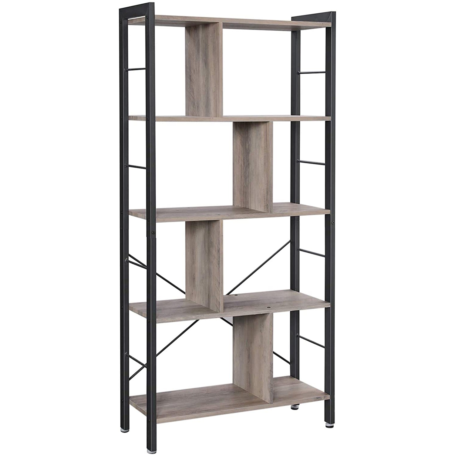 polica za knjige, dnevni boravak 74 x 154,5 x 30 cm, siva i crna | Vasagle-vitahome.hr