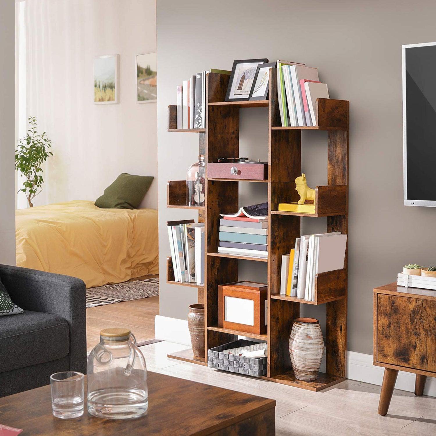 Polica za knjige, drvena polica s 13 polica za odlaganje, 86 x 25 x 140 cm | Vasagle-vitahome.hr