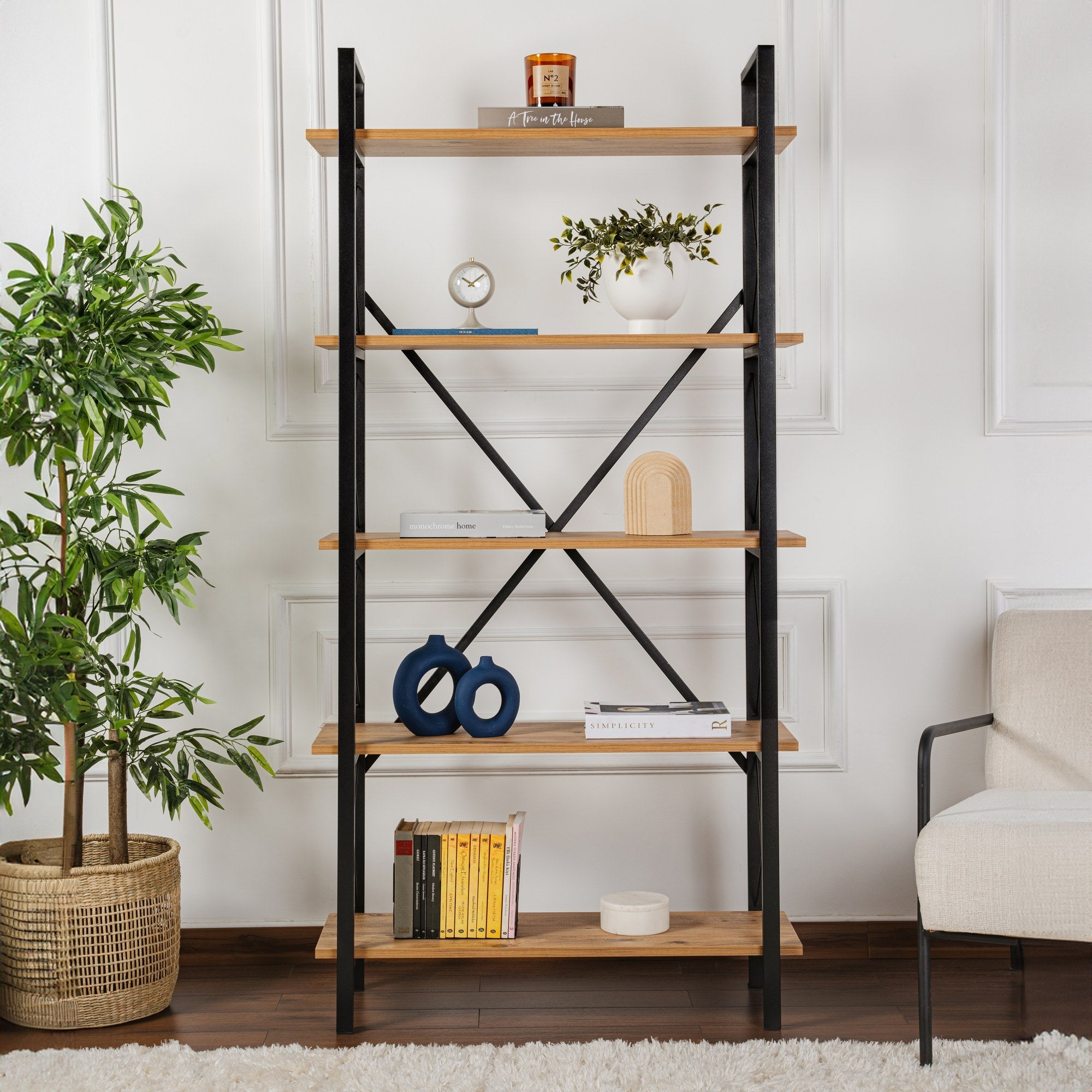 Polica za knjige Elysian - Atlantic Pine, Black | AG-vitahome.hr