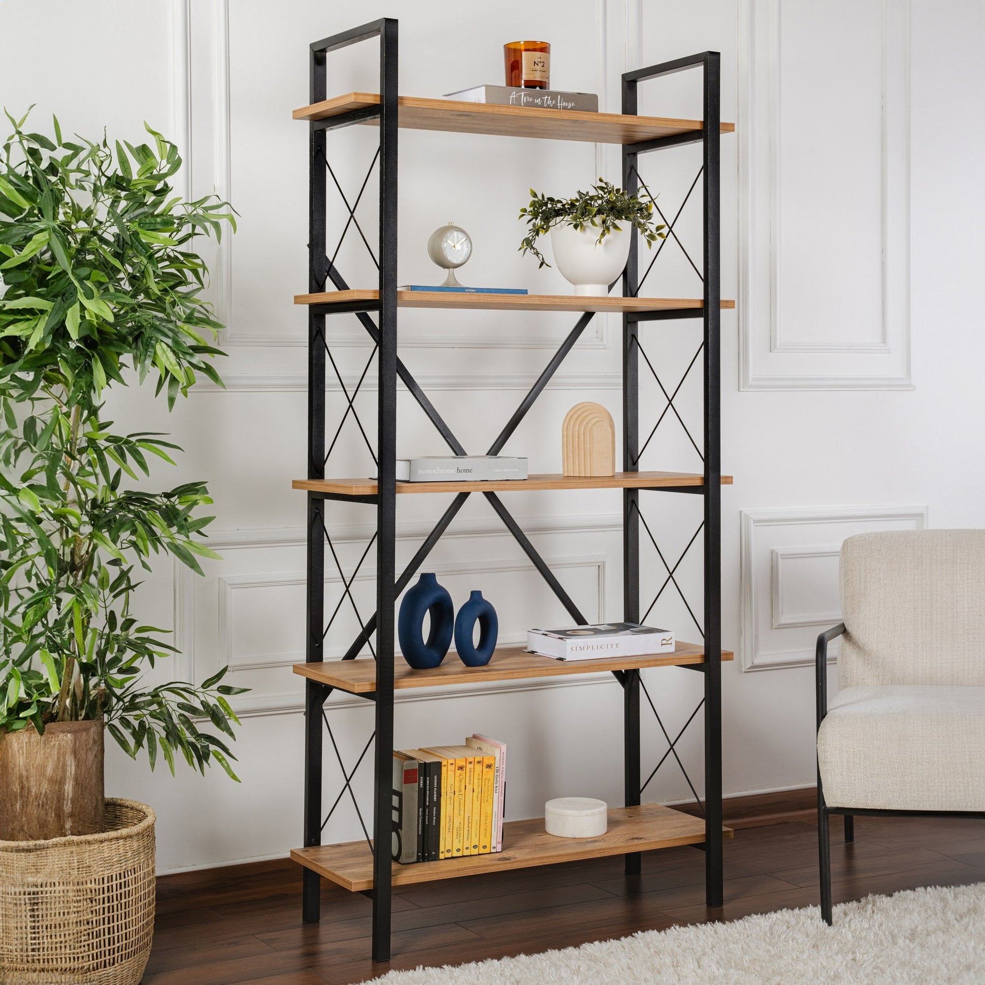 Polica za knjige Elysian - Atlantic Pine, Black | AG-vitahome.hr