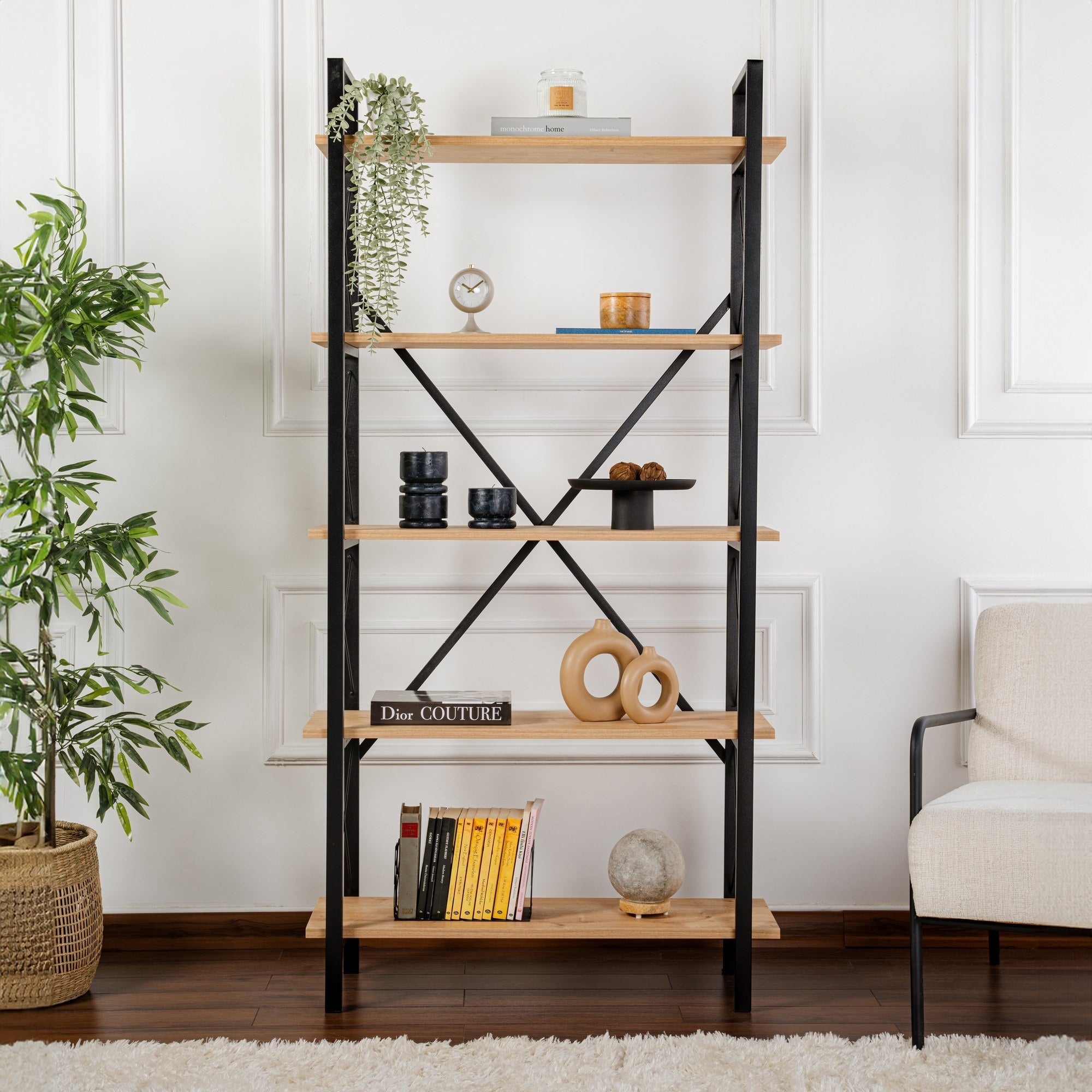 Polica za knjige Elysian - Oak, Black | AG-vitahome.hr