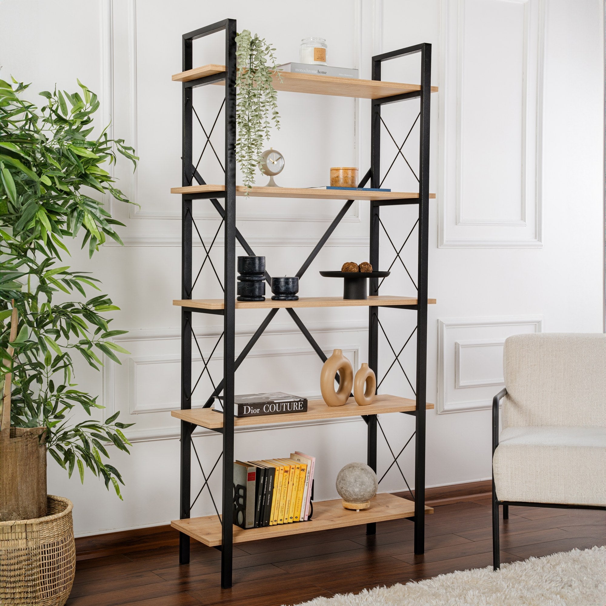 Polica za knjige Elysian - Oak, Black | AG-vitahome.hr