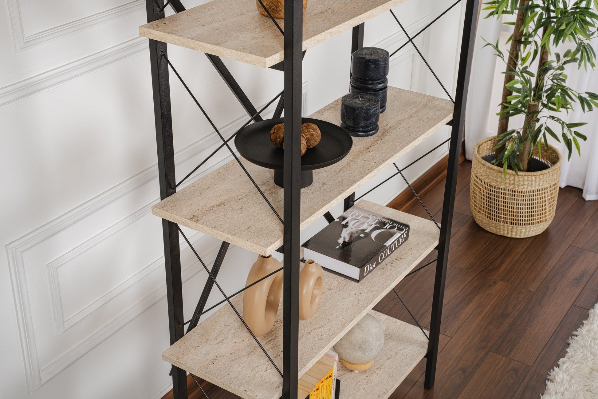 Polica za knjige Elysian - Travertine, Black | AG-vitahome.hr
