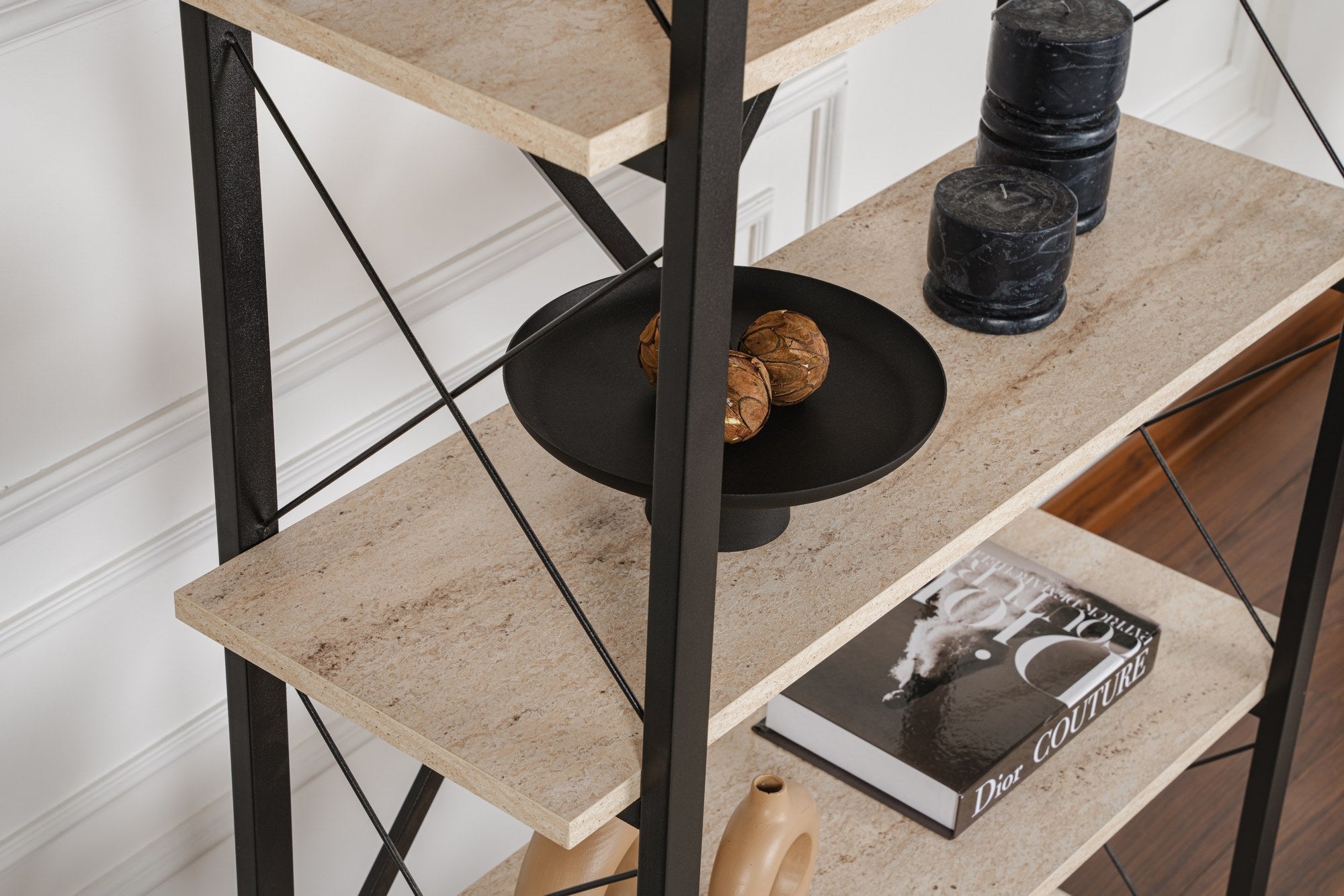 Polica za knjige Elysian - Travertine, Black | AG-vitahome.hr