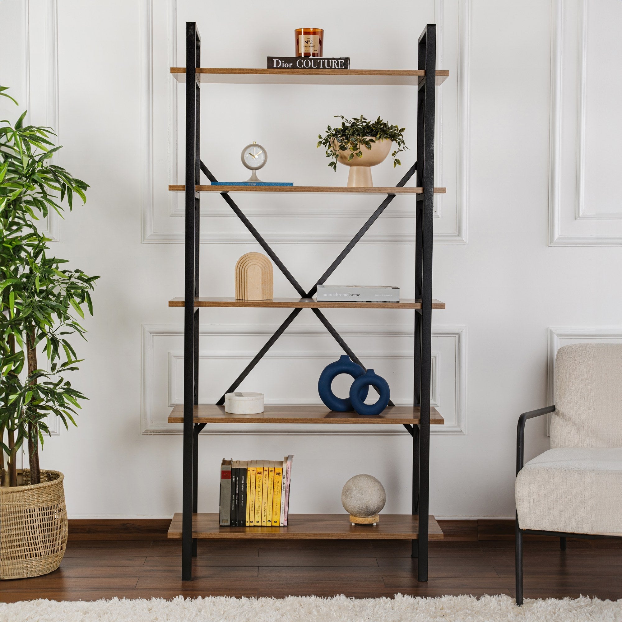 Polica za knjige Elysian - Walnut, Black | AG-vitahome.hr