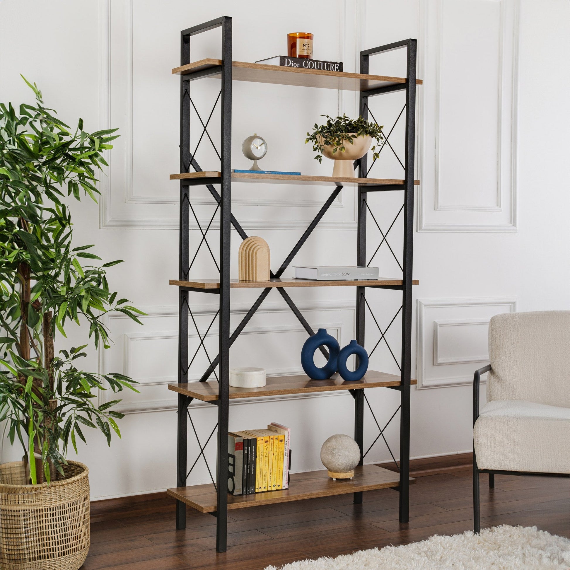 Polica za knjige Elysian - Walnut, Black | AG-vitahome.hr