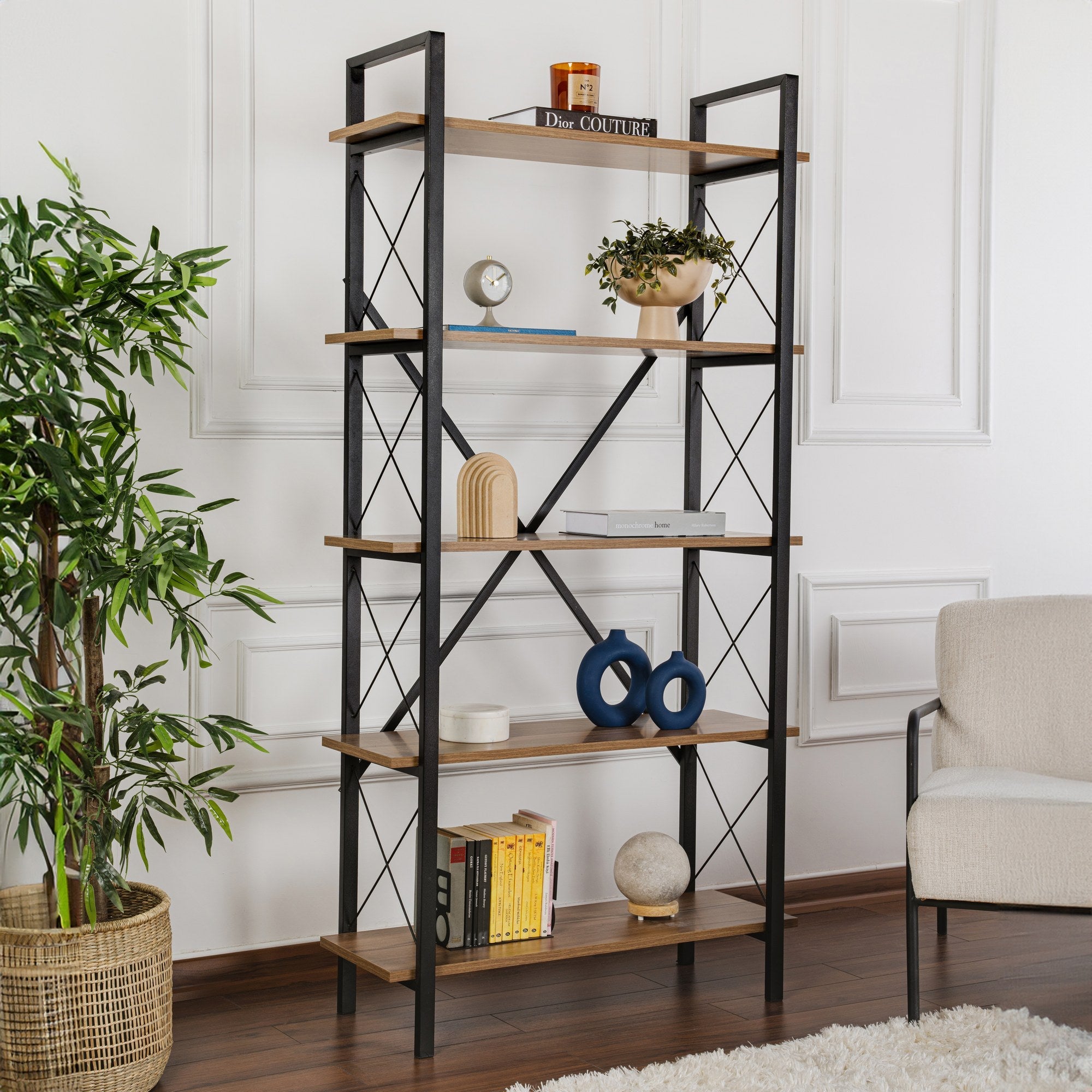 Polica za knjige Elysian - Walnut, Black | AG-vitahome.hr