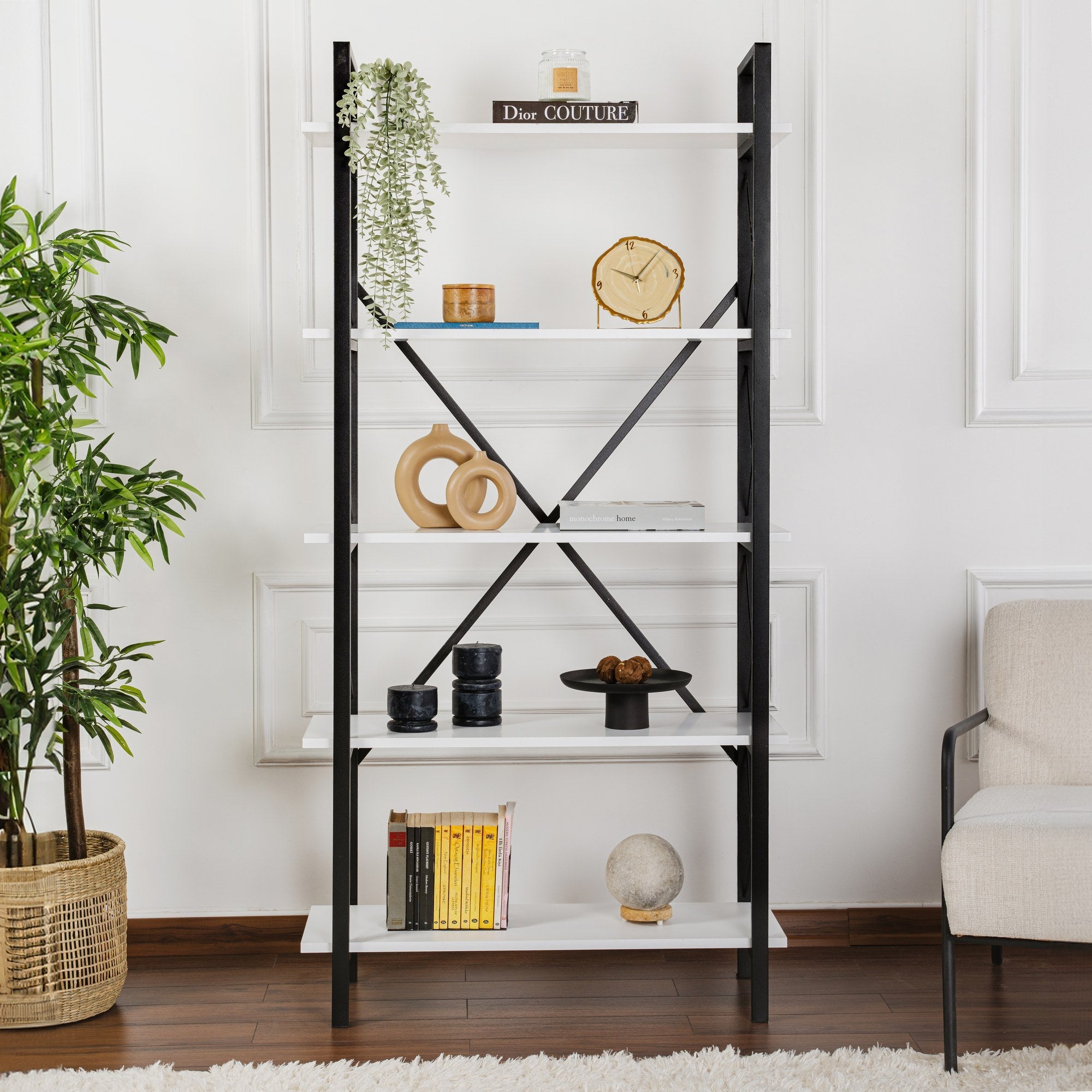Polica za knjige Elysian - White, Black | AG-vitahome.hr