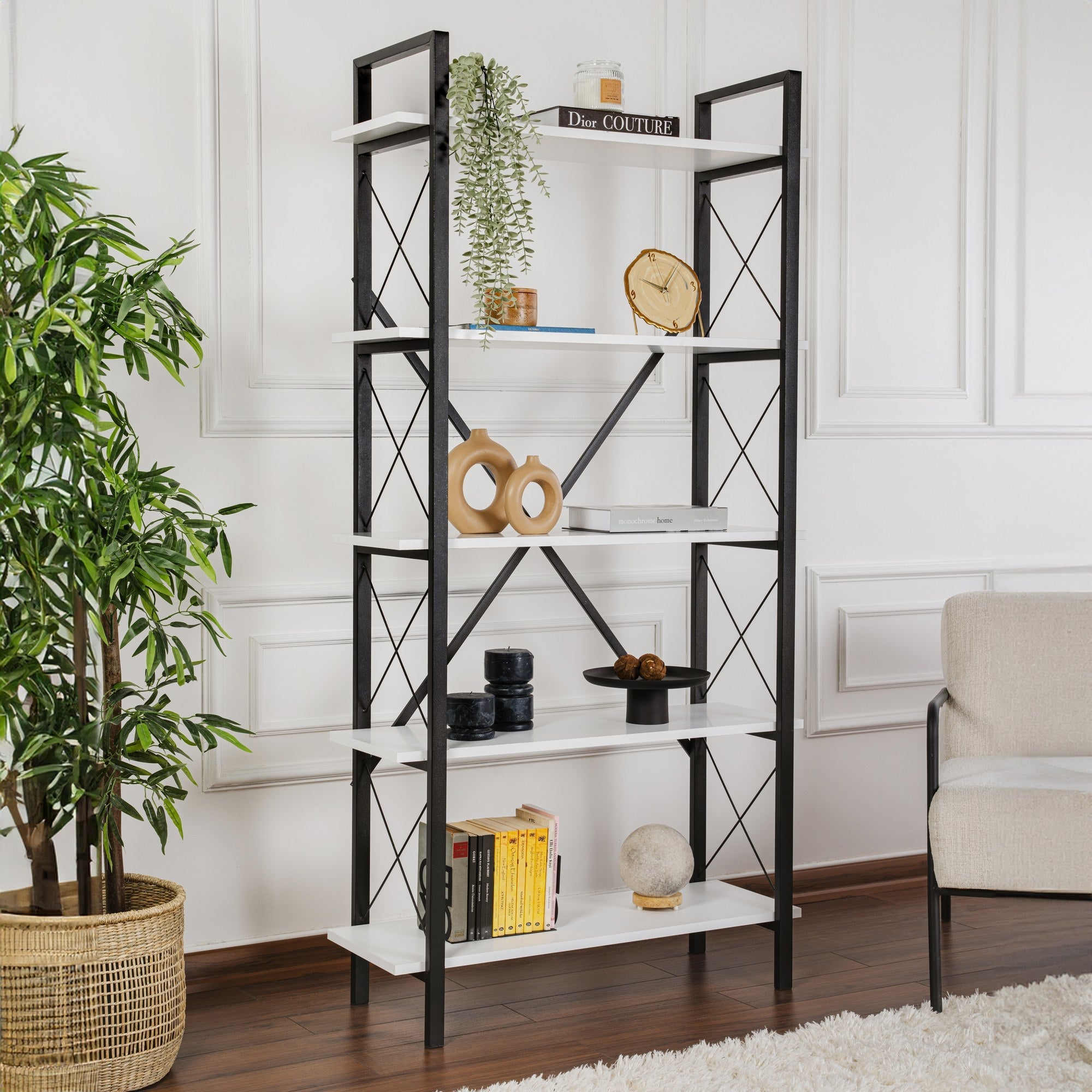 Polica za knjige Elysian - White, Black | AG-vitahome.hr