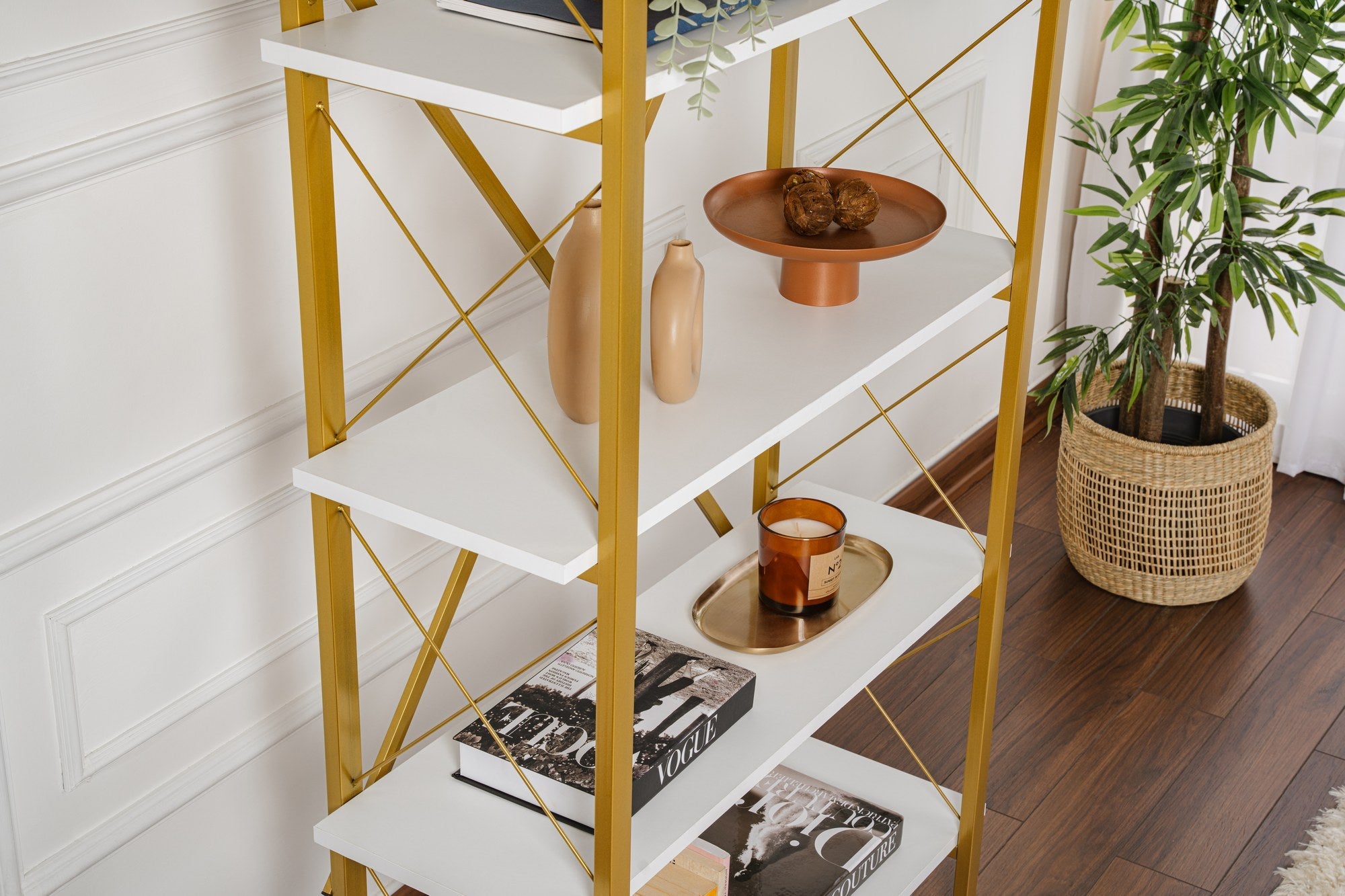 Polica za knjige Elysian - White, Gold | AG-vitahome.hr