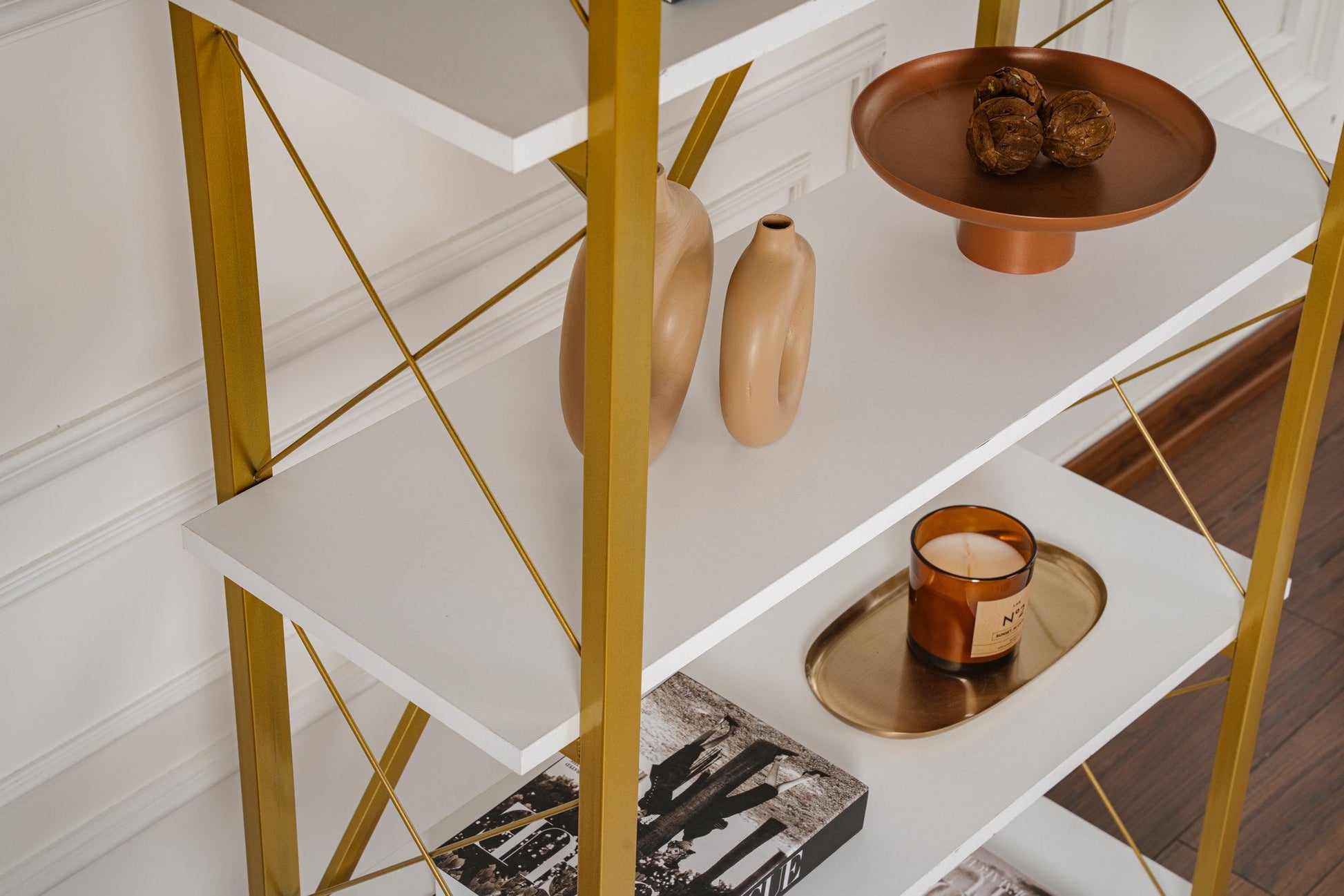 Polica za knjige Elysian - White, Gold | AG-vitahome.hr