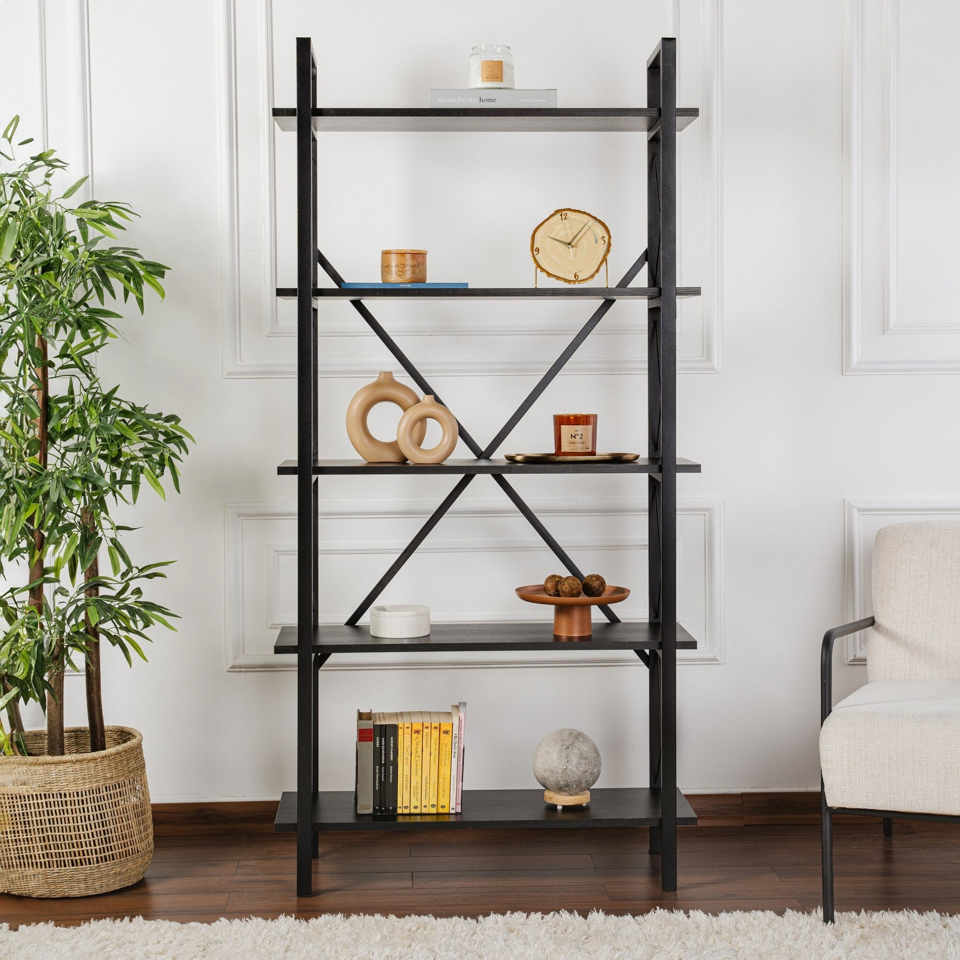 Polica za knjige Elysian - Wood Black, Black | AG-vitahome.hr