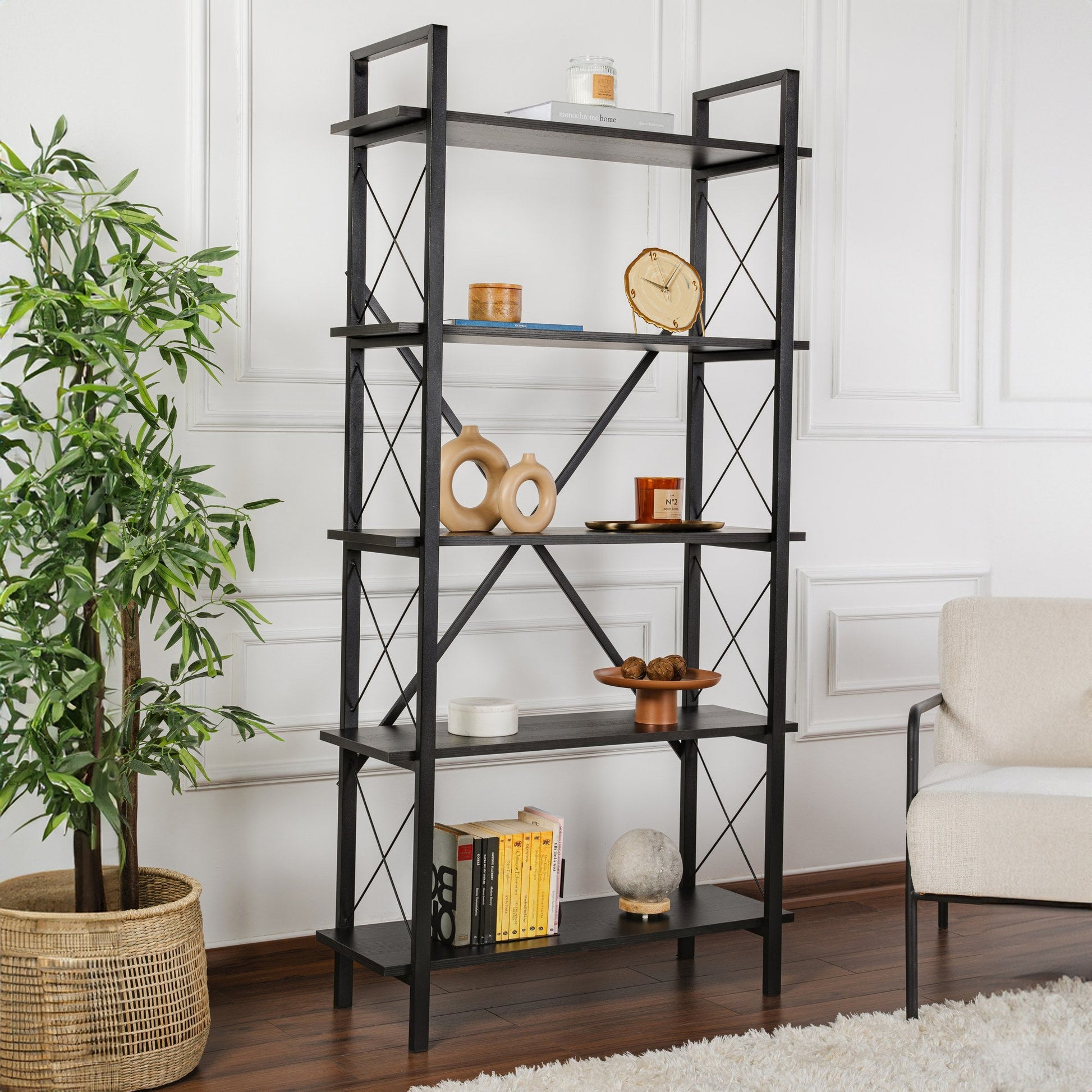 Polica za knjige Elysian - Wood Black, Black | AG-vitahome.hr