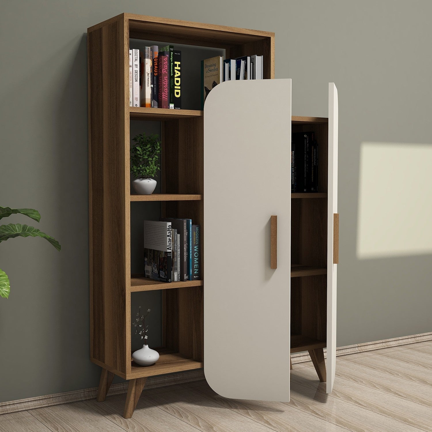 Polica za knjige Form - Walnut, Cream | AG-vitahome.hr