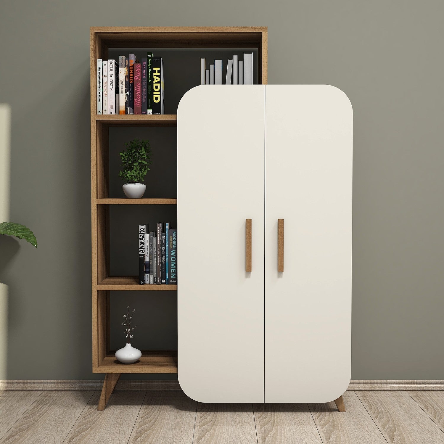 Polica za knjige Form - Walnut, Cream | AG-vitahome.hr