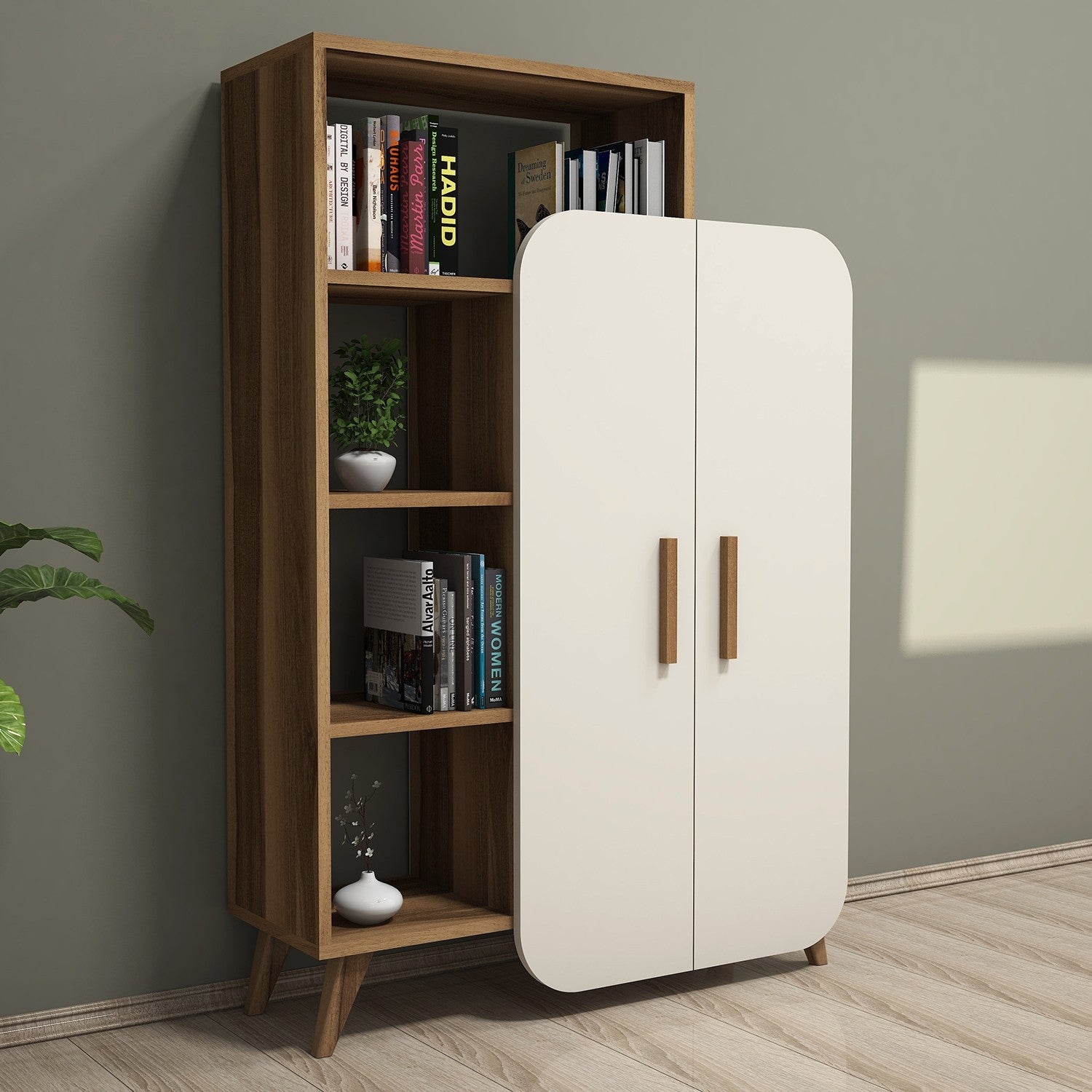 Polica za knjige Form - Walnut, Cream | AG-vitahome.hr