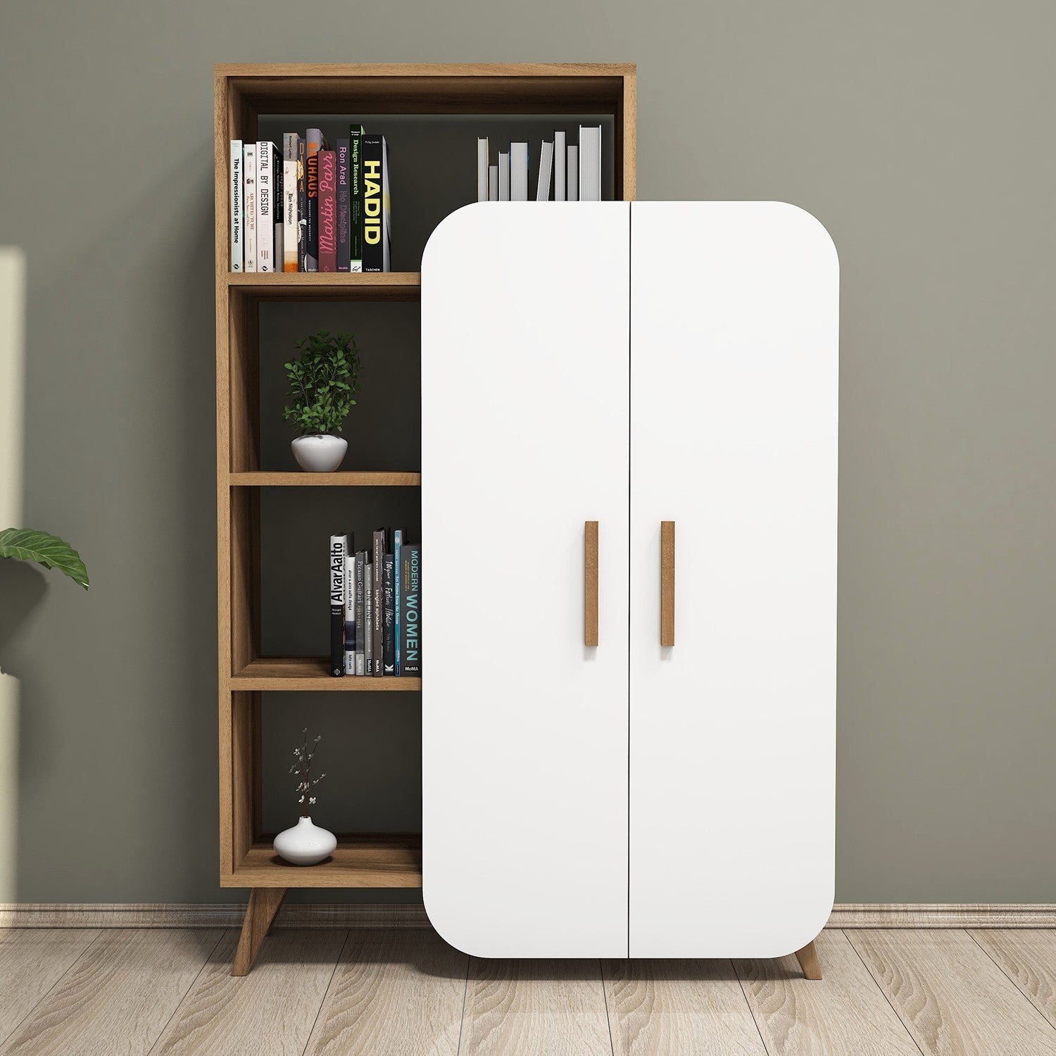 Polica za knjige Form - Walnut, White | AG-vitahome.hr