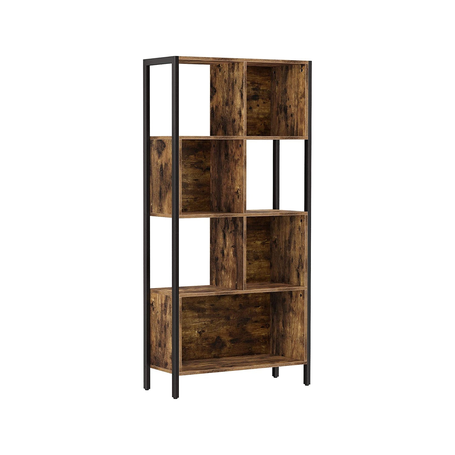 Polica za knjige, kockasta polica za odlaganje 4 x 29,6 x 154,5 cm smeđe-crna | Vasagle-vitahome.hr