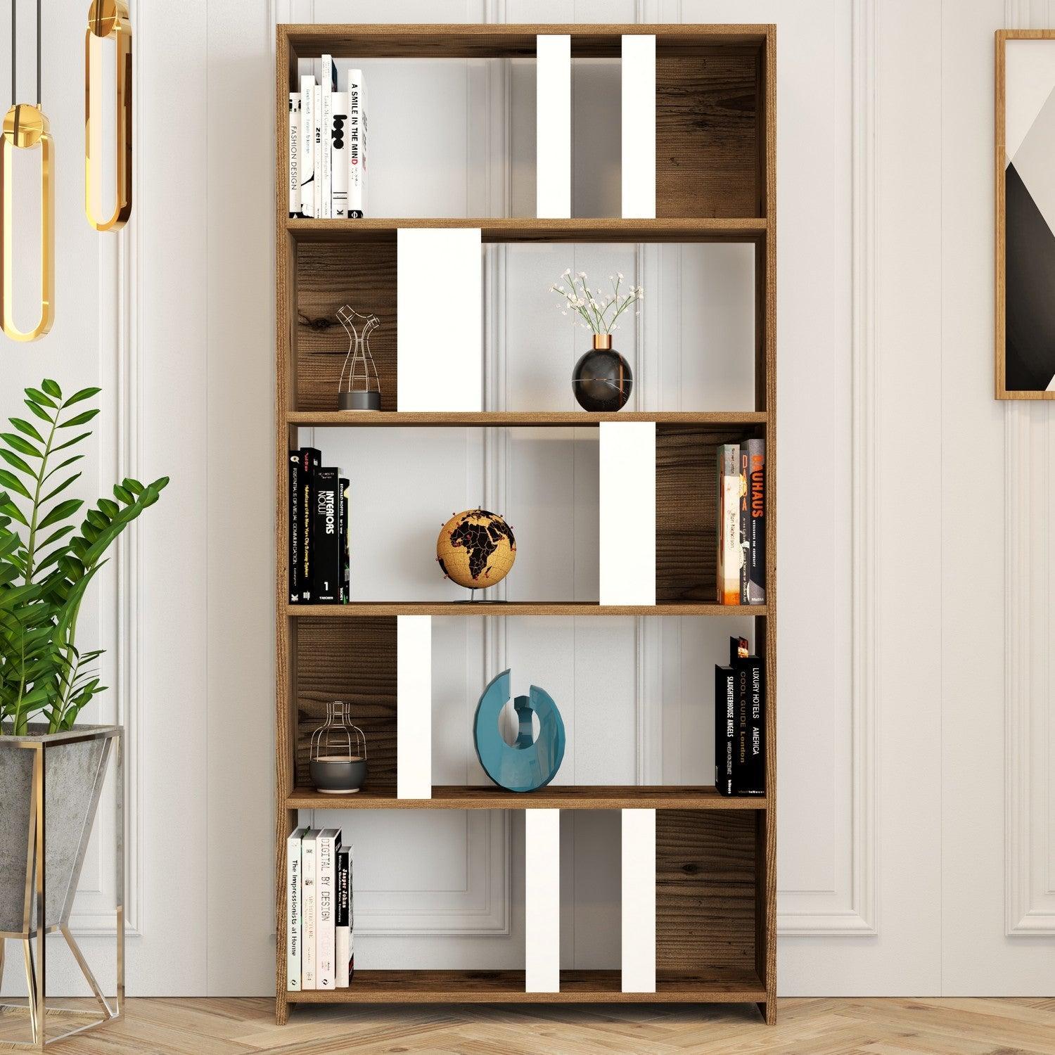 Polica za knjige Lima - Walnut, White | AG-vitahome.hr