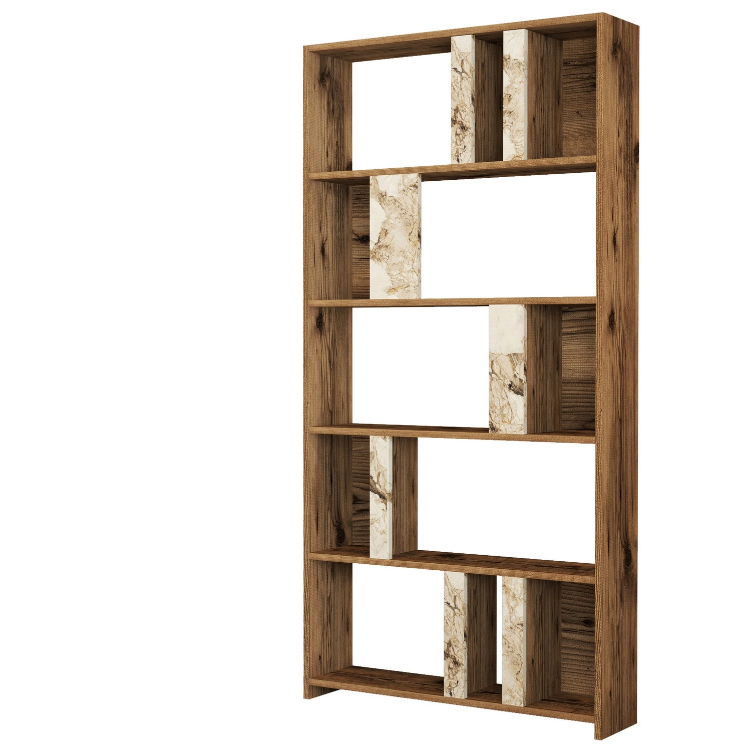 Polica za knjige Lima - Walnut, White Marble | AG-vitahome.hr