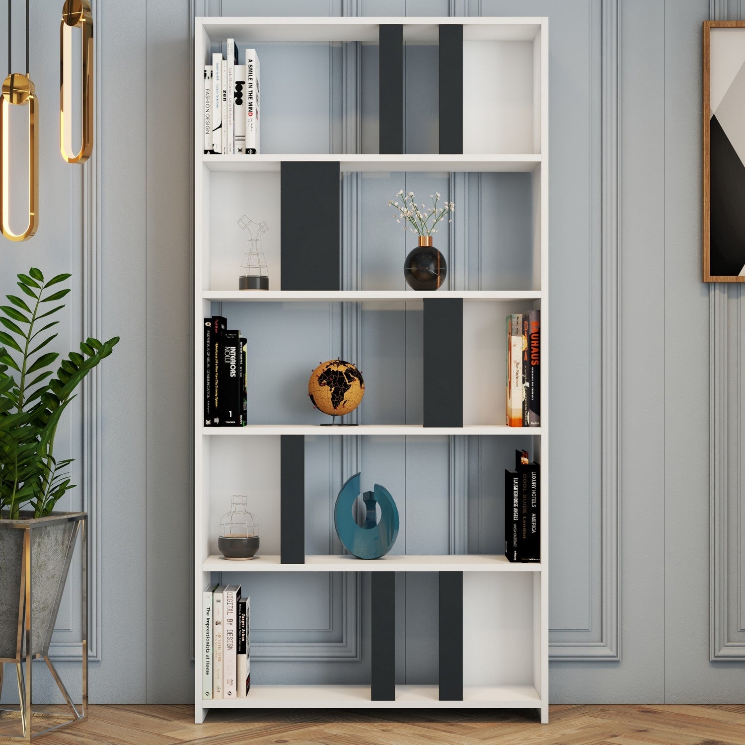 Polica za knjige Lima - White, Anthracite | AG-vitahome.hr