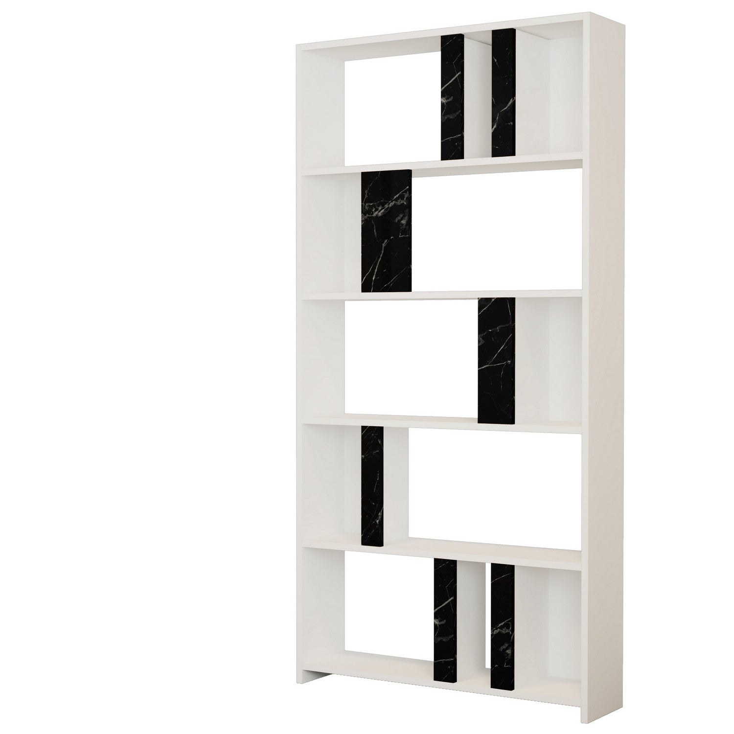 Polica za knjige Lima - White, Black Marble | AG-vitahome.hr