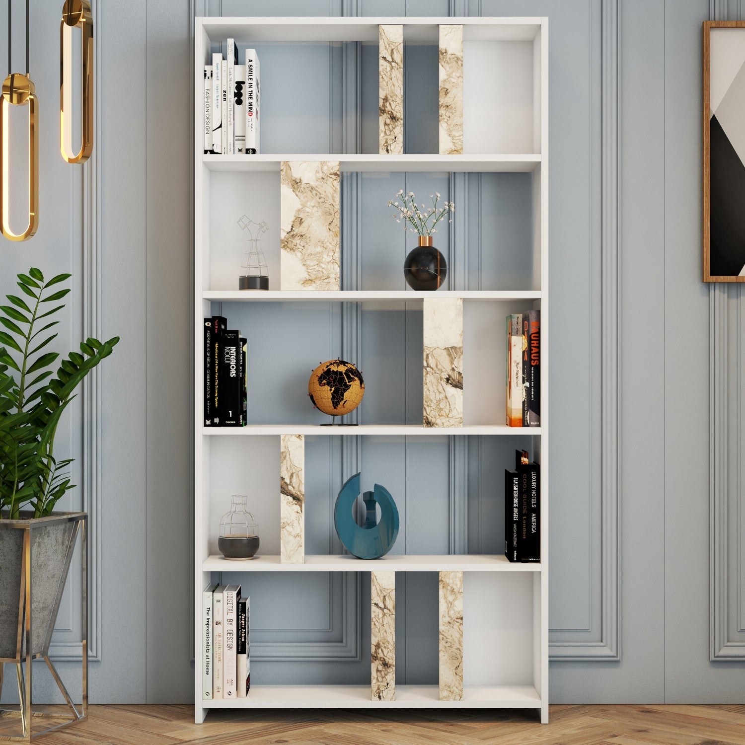 Polica za knjige Lima - White Marble | AG-vitahome.hr
