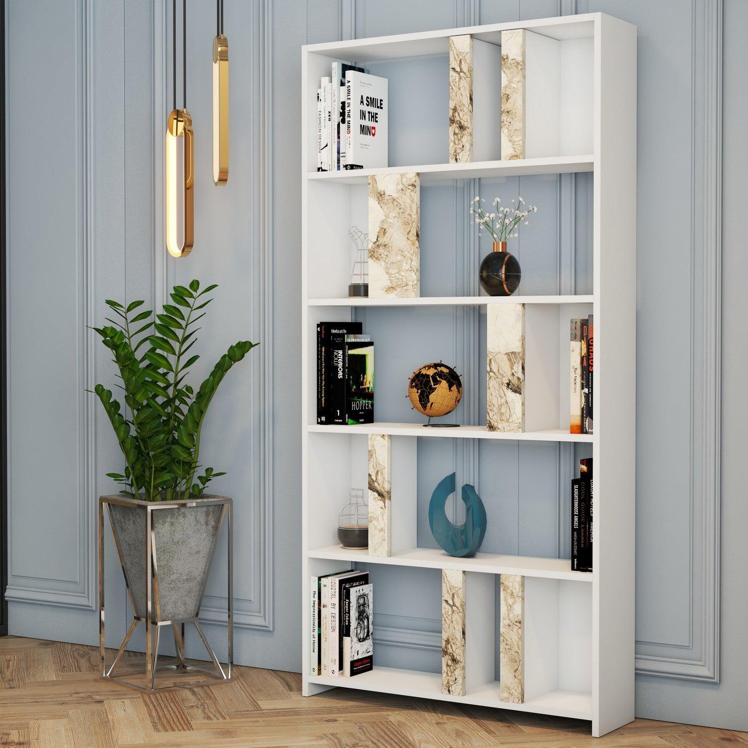 Polica za knjige Lima - White Marble | AG-vitahome.hr