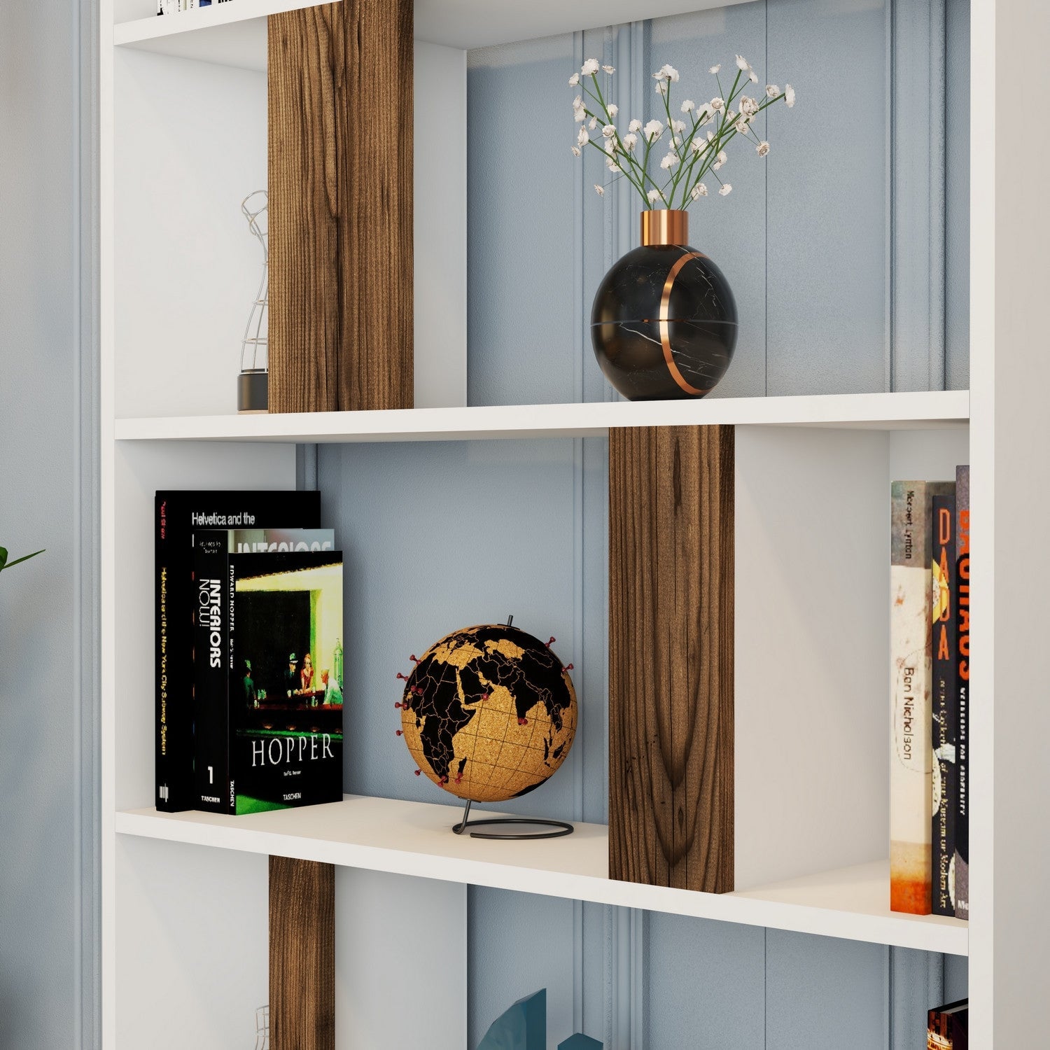 Polica za knjige Lima - White, Walnut | AG-vitahome.hr