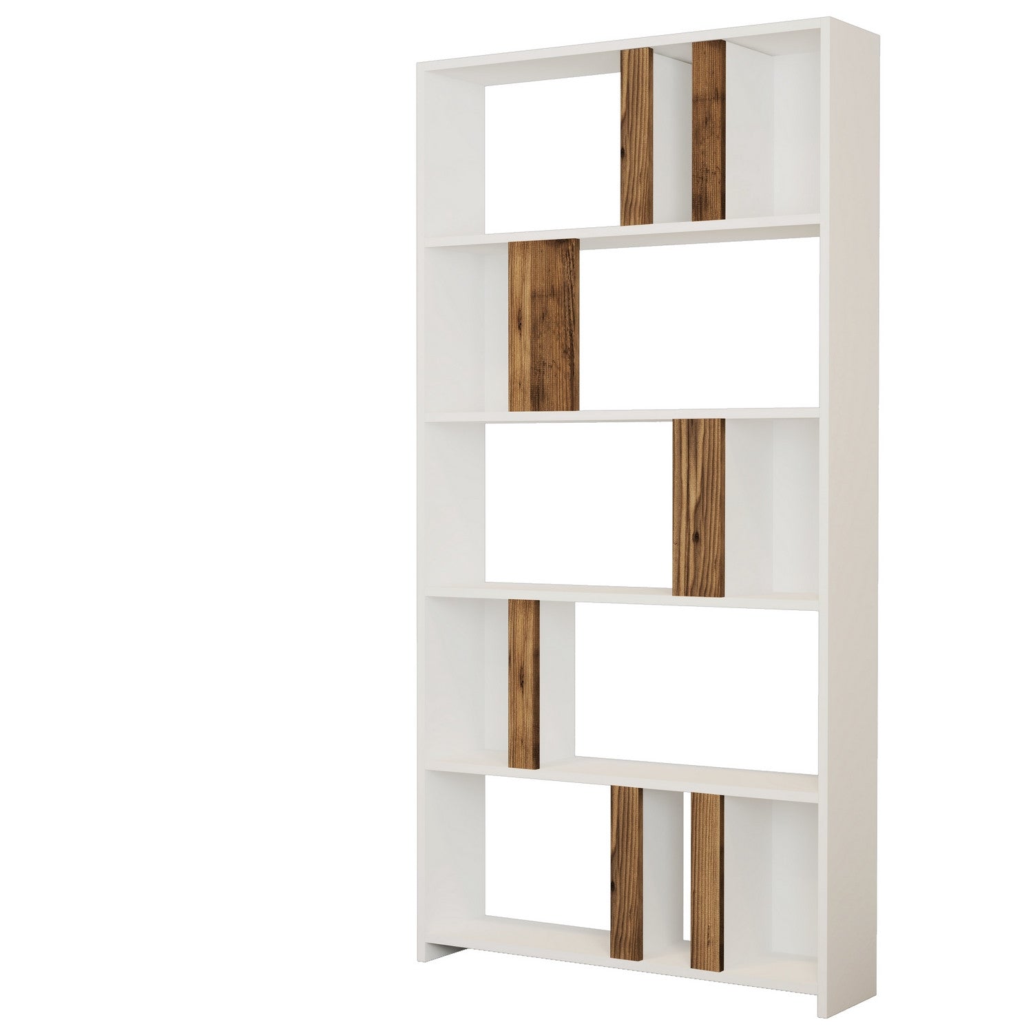 Polica za knjige Lima - White, Walnut | AG-vitahome.hr