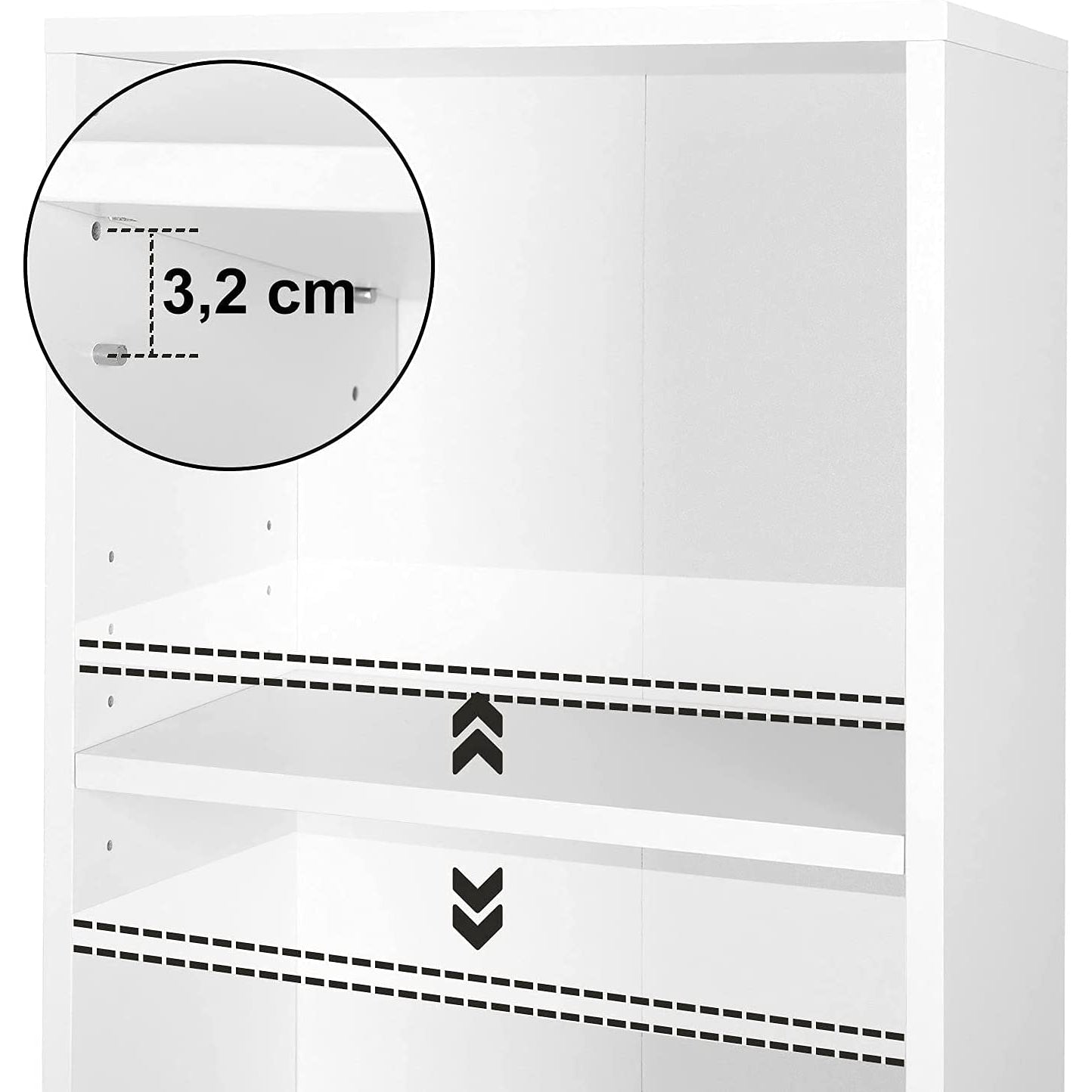 Polica za knjige na 3 razine s podesivim policama, 40 x 93 x 24 cm, bijela | VASAGLE-vitahome.hr