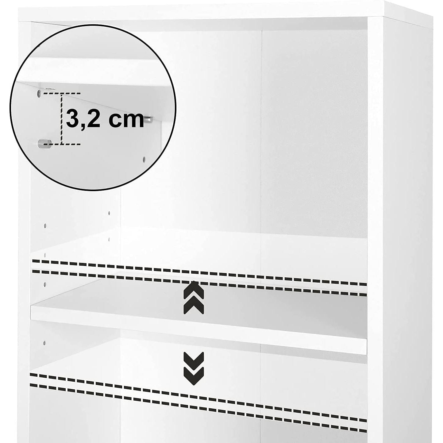 Polica za knjige na 3 razine s podesivim policama, 40 x 93 x 24 cm, bijela | VASAGLE-vitahome.hr