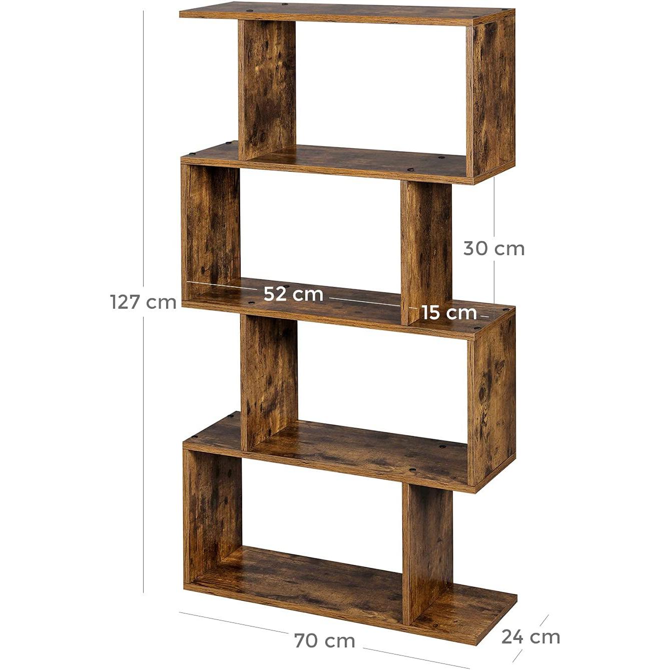 Polica za knjige na 4 razine 70 x 24 x 127 cm rustikalno smeđa | VASAGLE-vitahome.hr