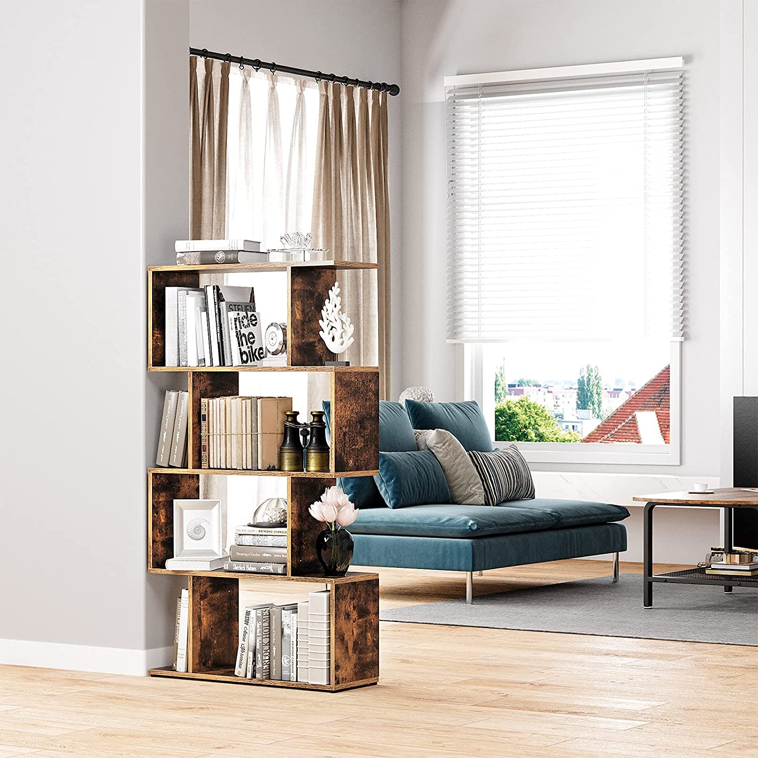 Polica za knjige na 4 razine 70 x 24 x 127 cm rustikalno smeđa | VASAGLE-vitahome.hr