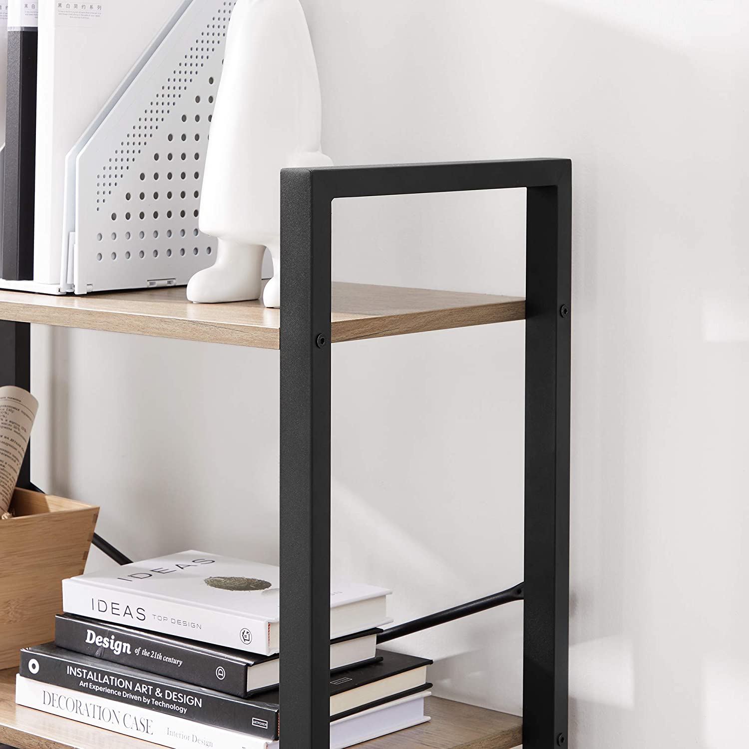 Polica za knjige na 4 razine, polica za odlaganje 66 x 120 x 30 cm, sivo-crna | SONGMICS-vitahome.hr