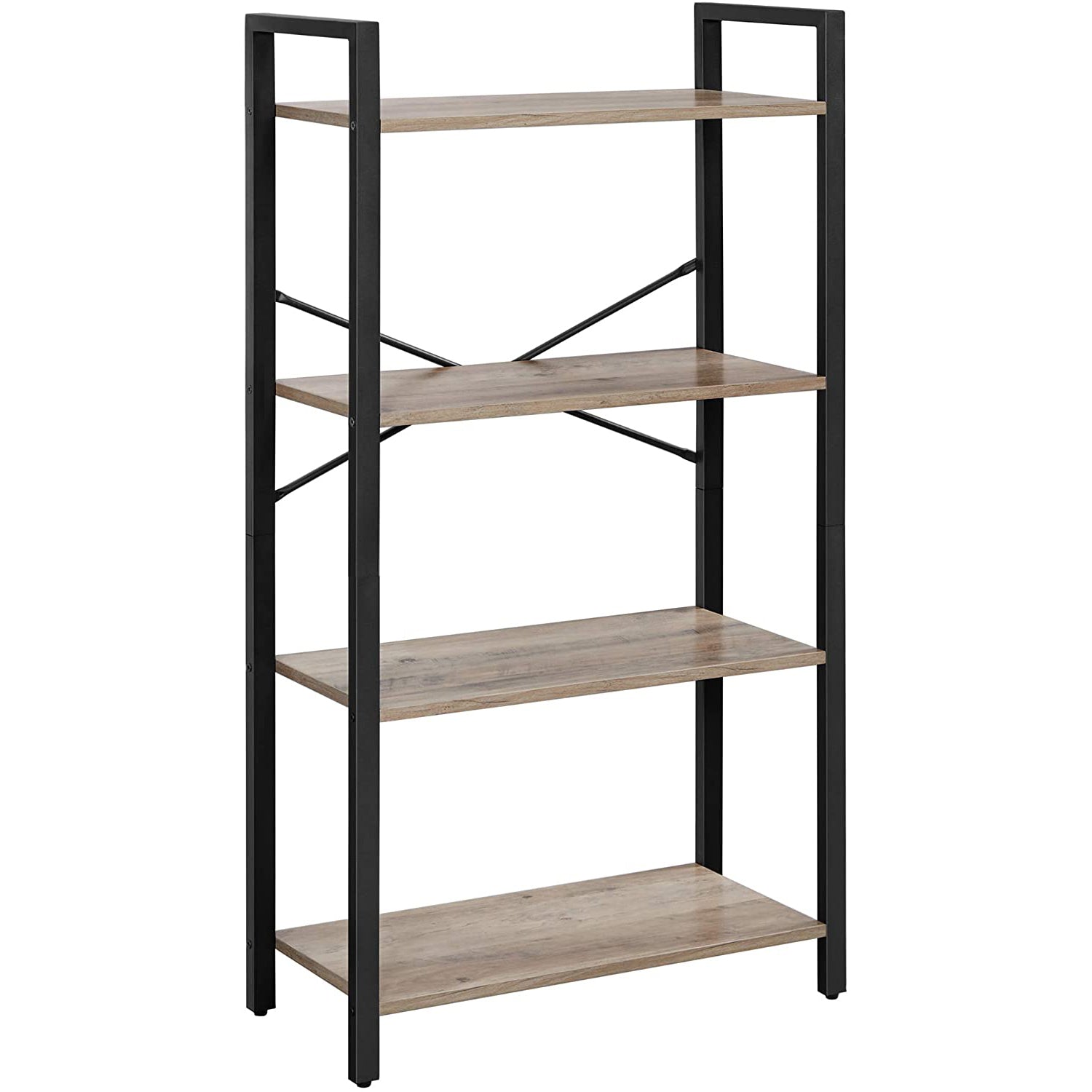 Polica za knjige na 4 razine, polica za odlaganje 66 x 120 x 30 cm, sivo-crna | SONGMICS-vitahome.hr