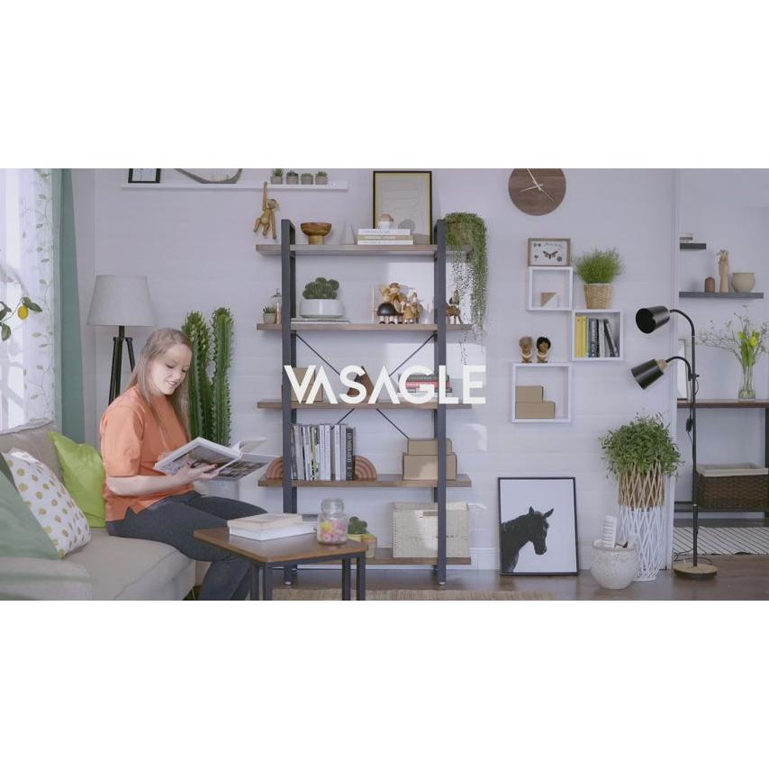 Polica za knjige, polica s ljestvama na 4 razine, 64 x 35 x 150 cm, crno-smeđa | Vasagle-vitahome.hr