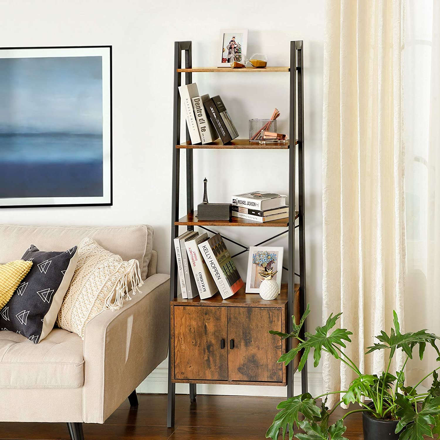 Polica za knjige, polica za odlaganje 56 x 34 x 172 cm smeđa | Vasagle-vitahome.hr