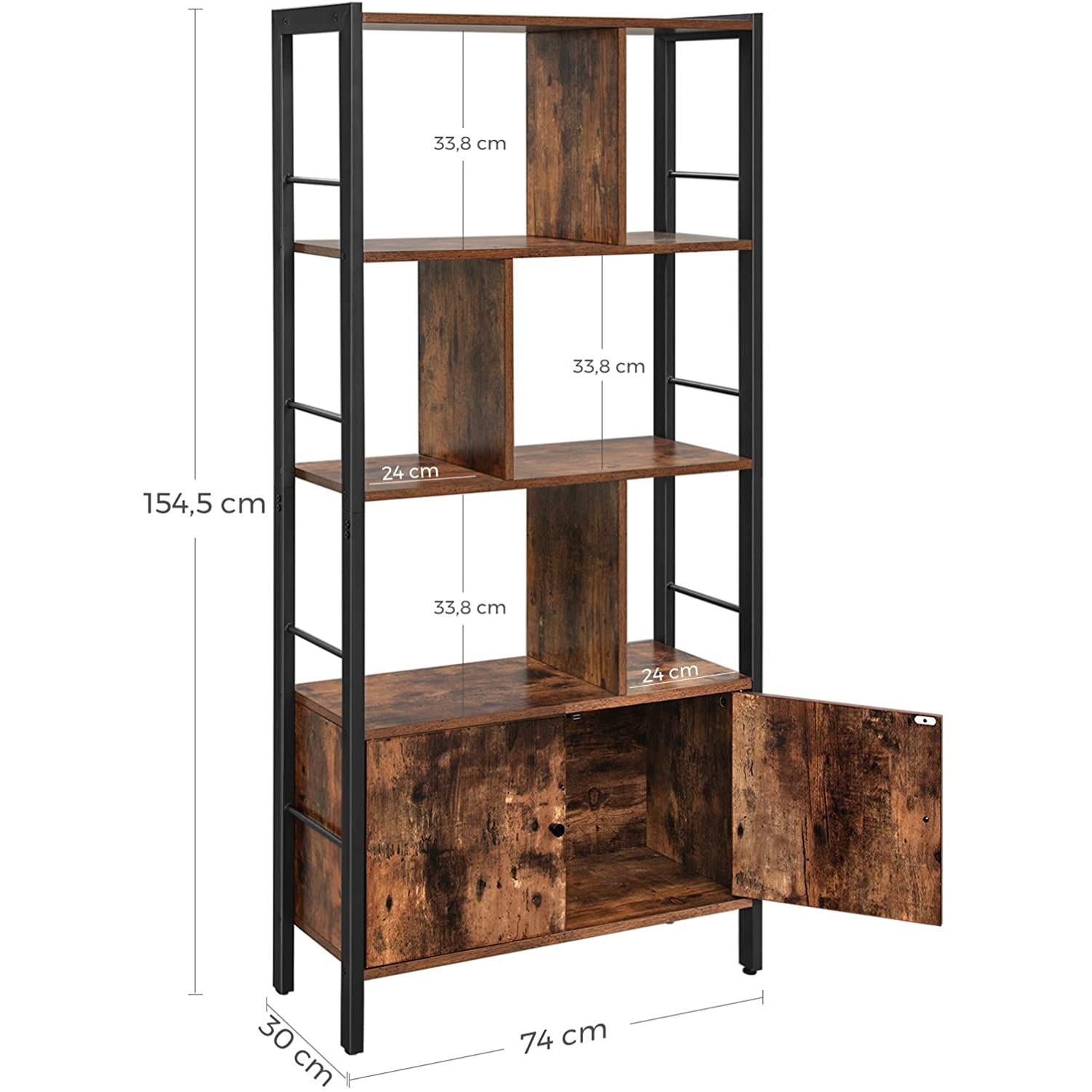 Polica za knjige, polica za odlaganje 74 x 30 x 154,5 cm smeđe-crna | Vasagle-vitahome.hr