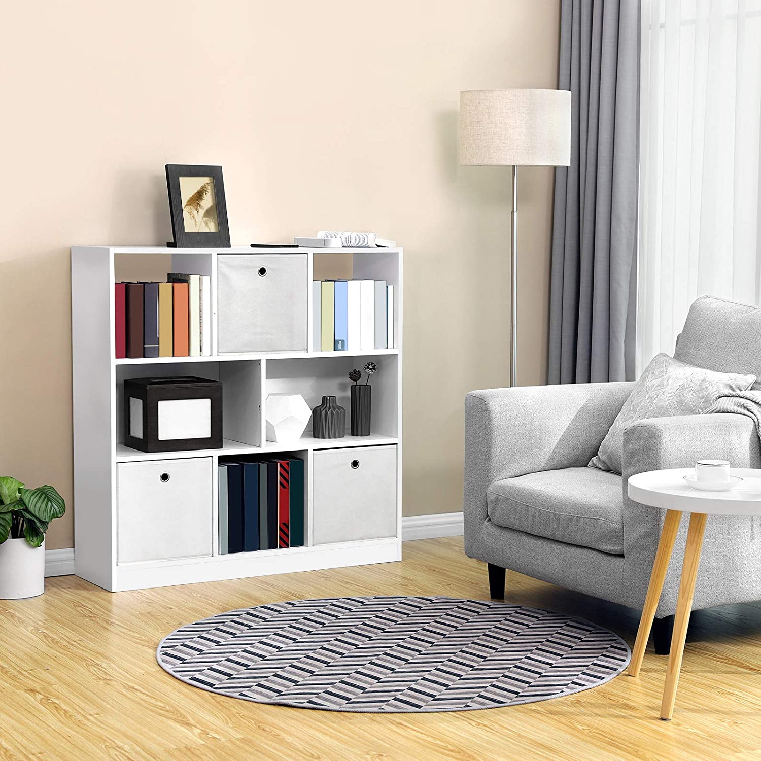Polica za knjige, pregradna polica, 97,5 x 100 x 30 cm, bijela | Vasagle-vitahome.hr