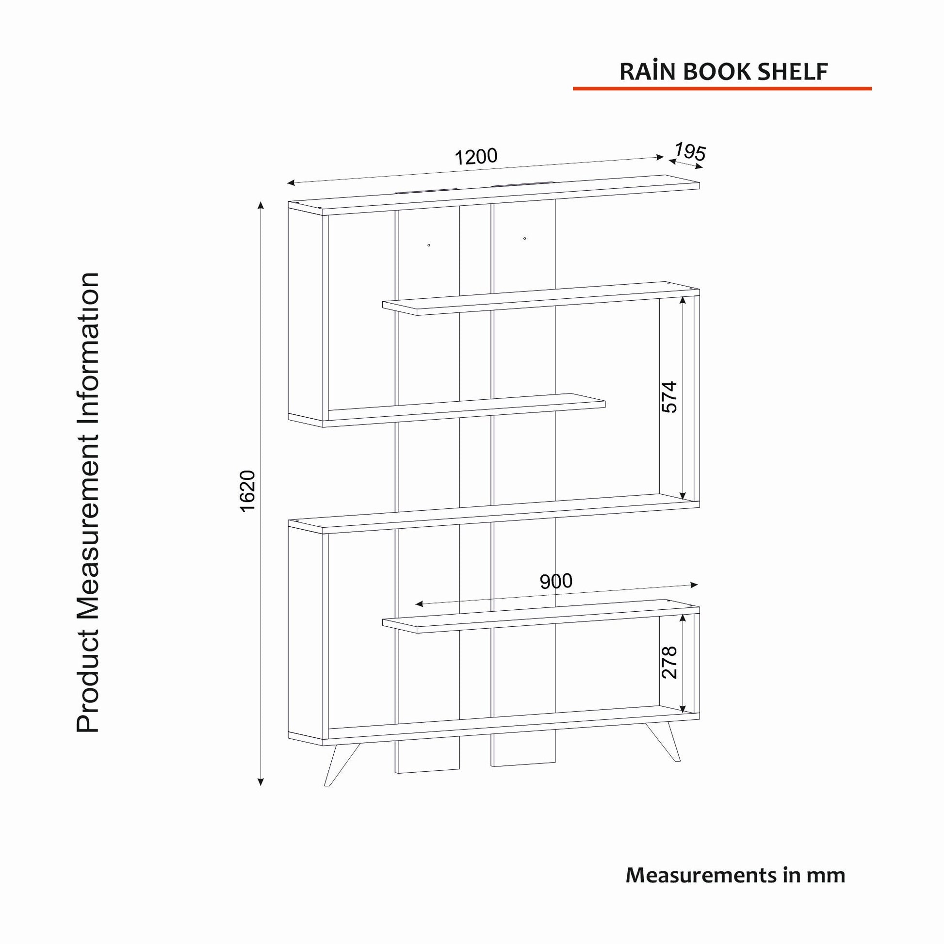 Polica za knjige Rain - White | AG-vitahome.hr