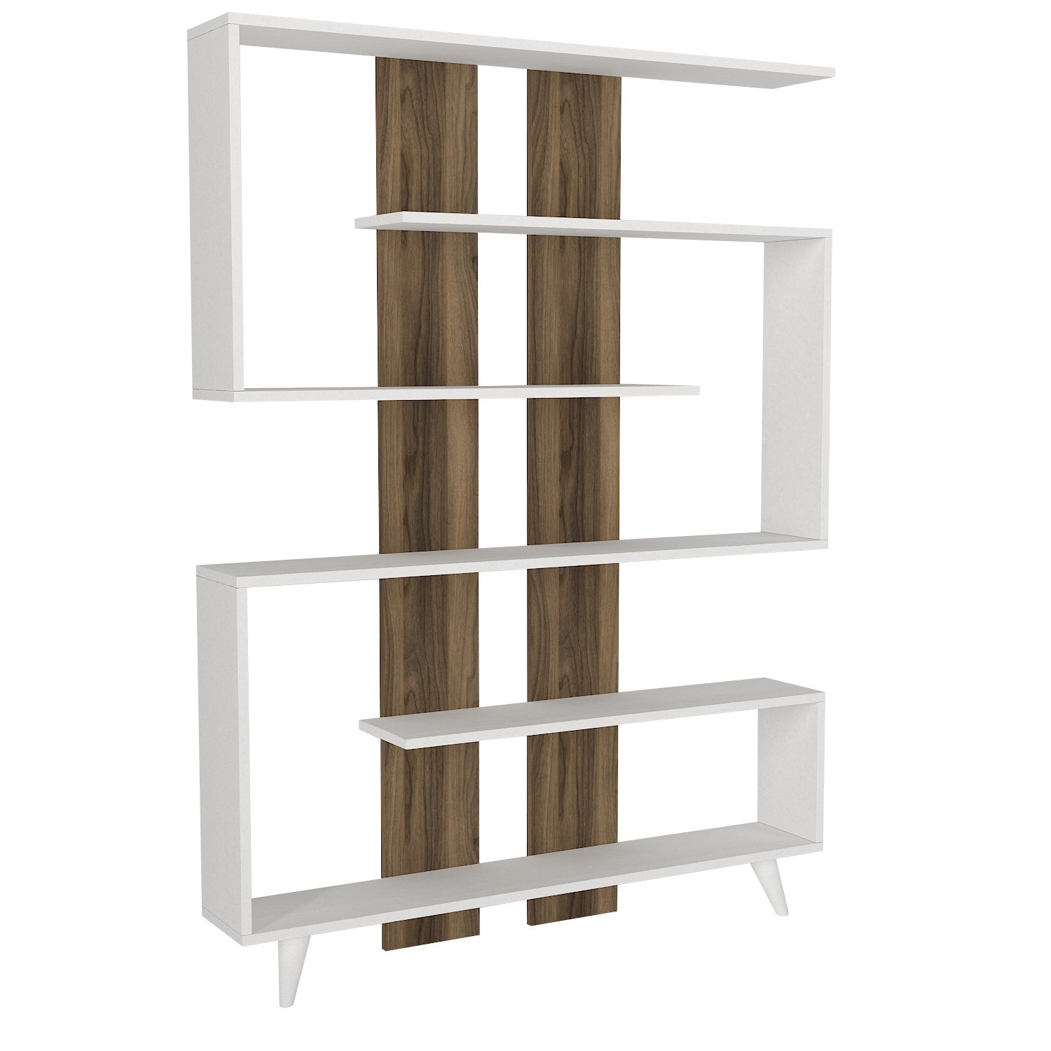 Polica za knjige Rain - White, Walnut | AG-vitahome.hr