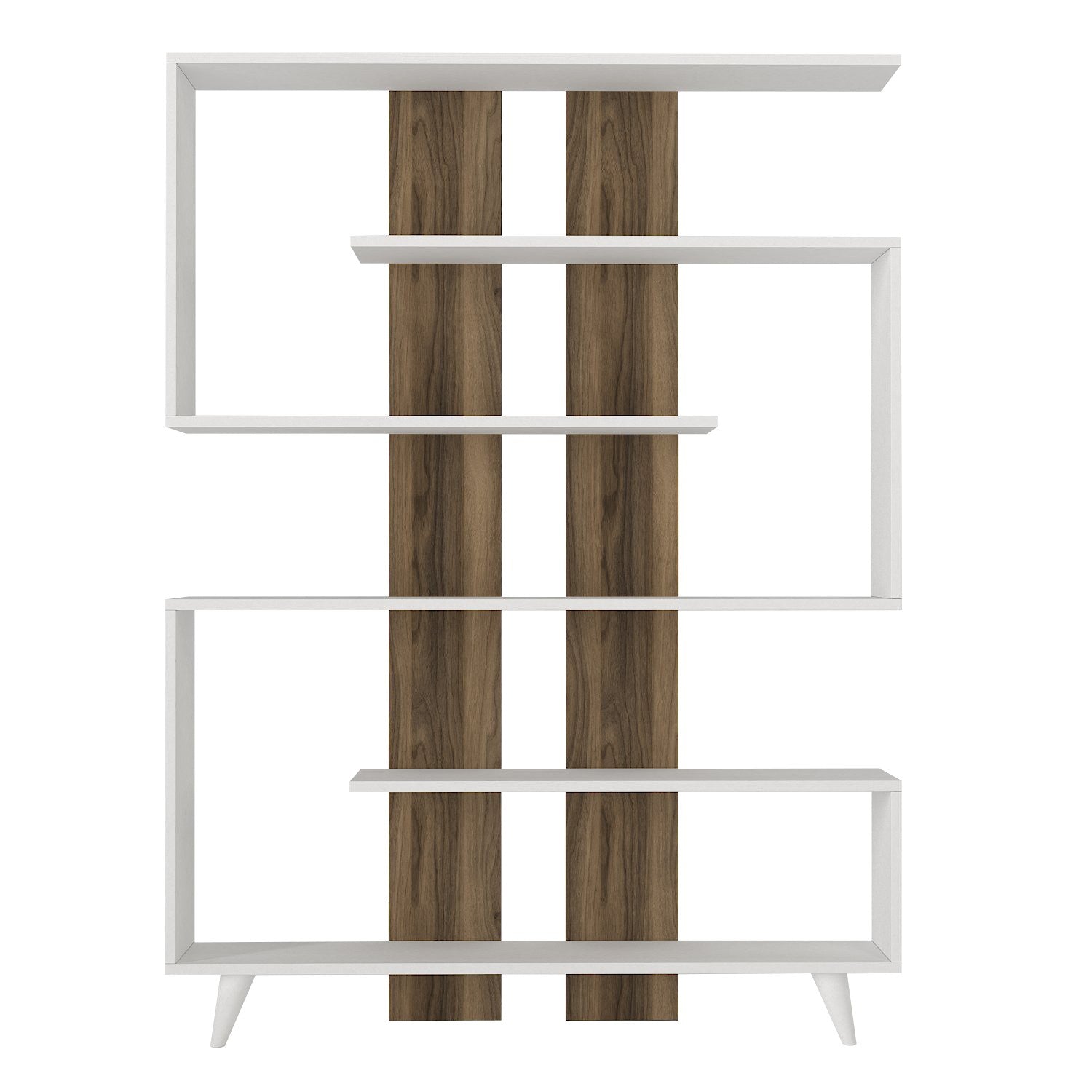 Polica za knjige Rain - White, Walnut | AG-vitahome.hr