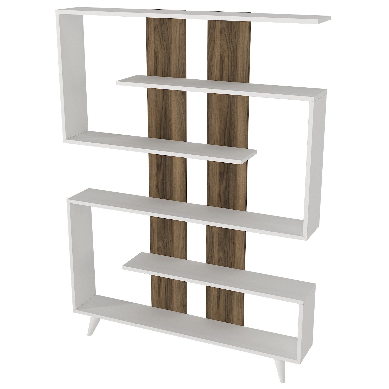 Polica za knjige Rain - White, Walnut | AG-vitahome.hr