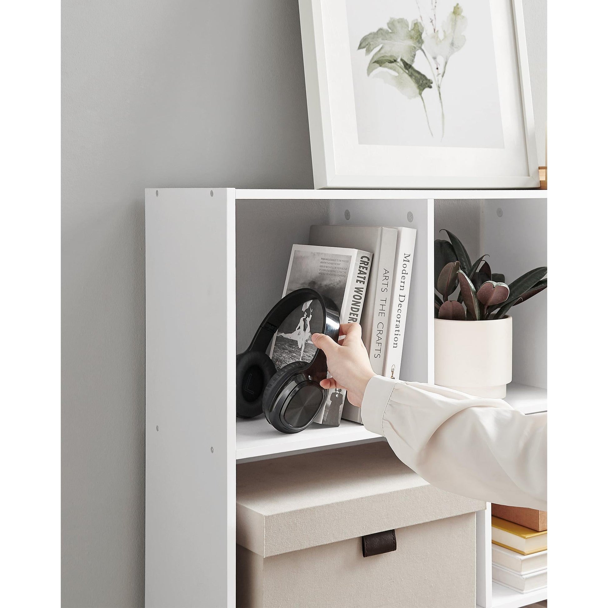 Polica za knjige, regal s 11 otvorenih odjeljaka, 30 x 126 x 100 cm, bijele boje | VASAGLE-vitahome.hr