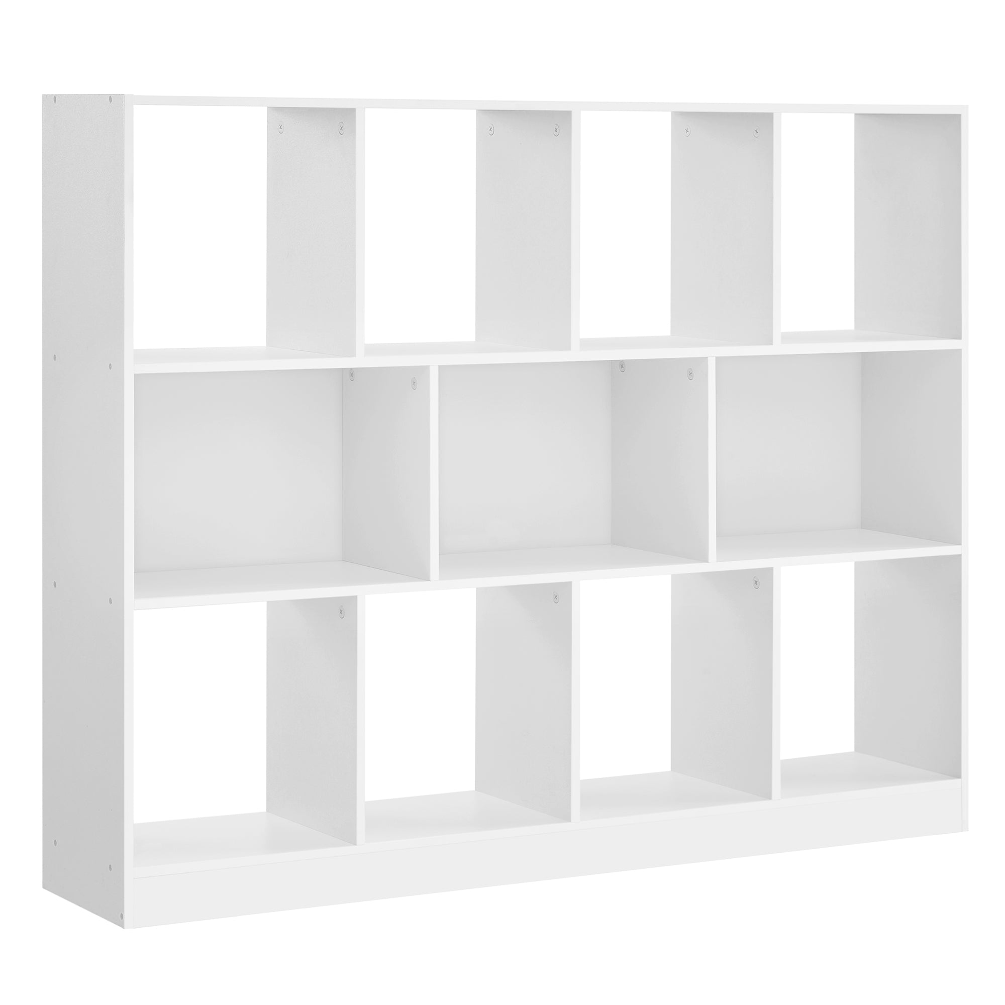 Polica za knjige, regal s 11 otvorenih odjeljaka, 30 x 126 x 100 cm, bijele boje | VASAGLE-vitahome.hr