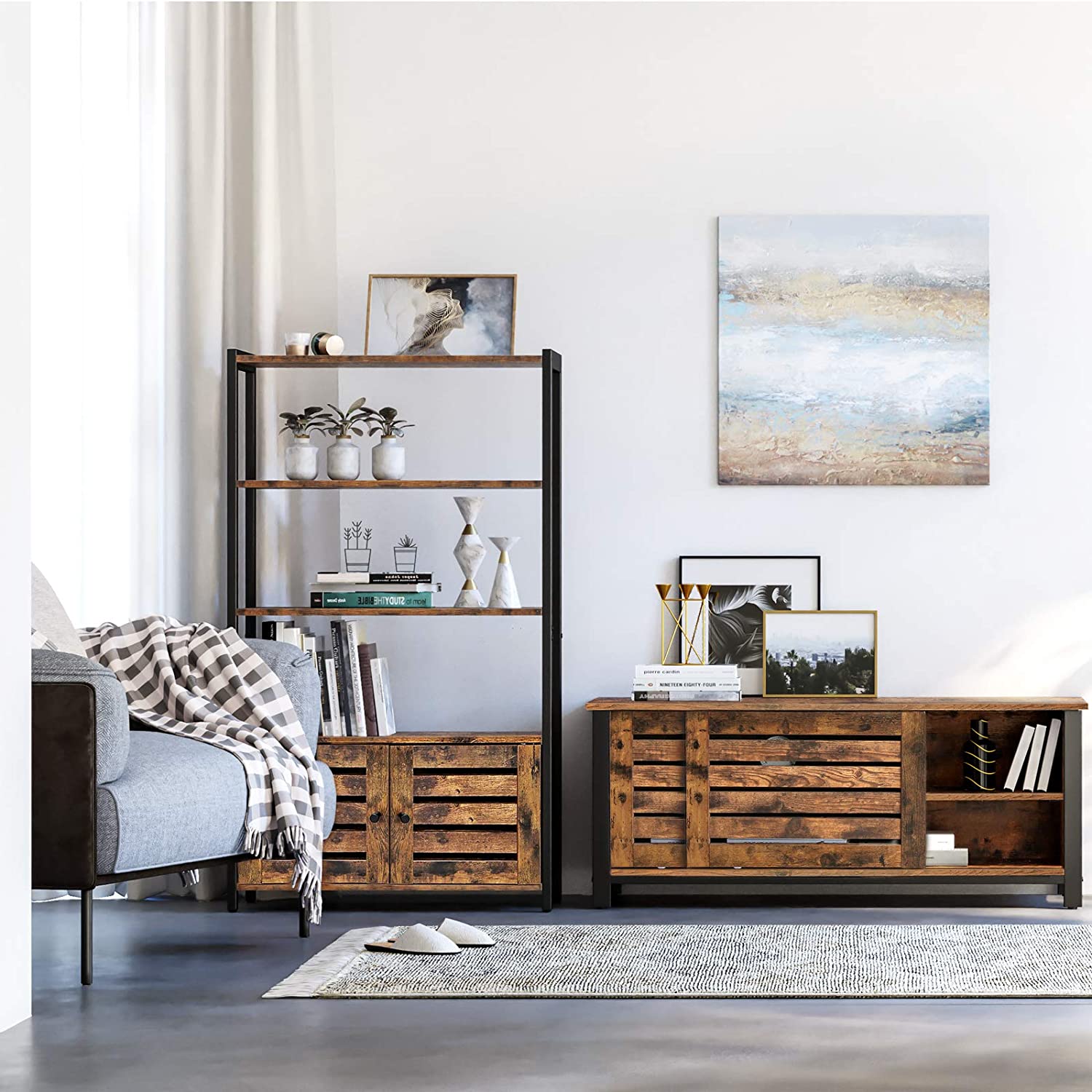 polica za knjige, rustikalno smeđi ormarić za odlaganje 70 x 30 x 121,5 cm | Vasagle-vitahome.hr